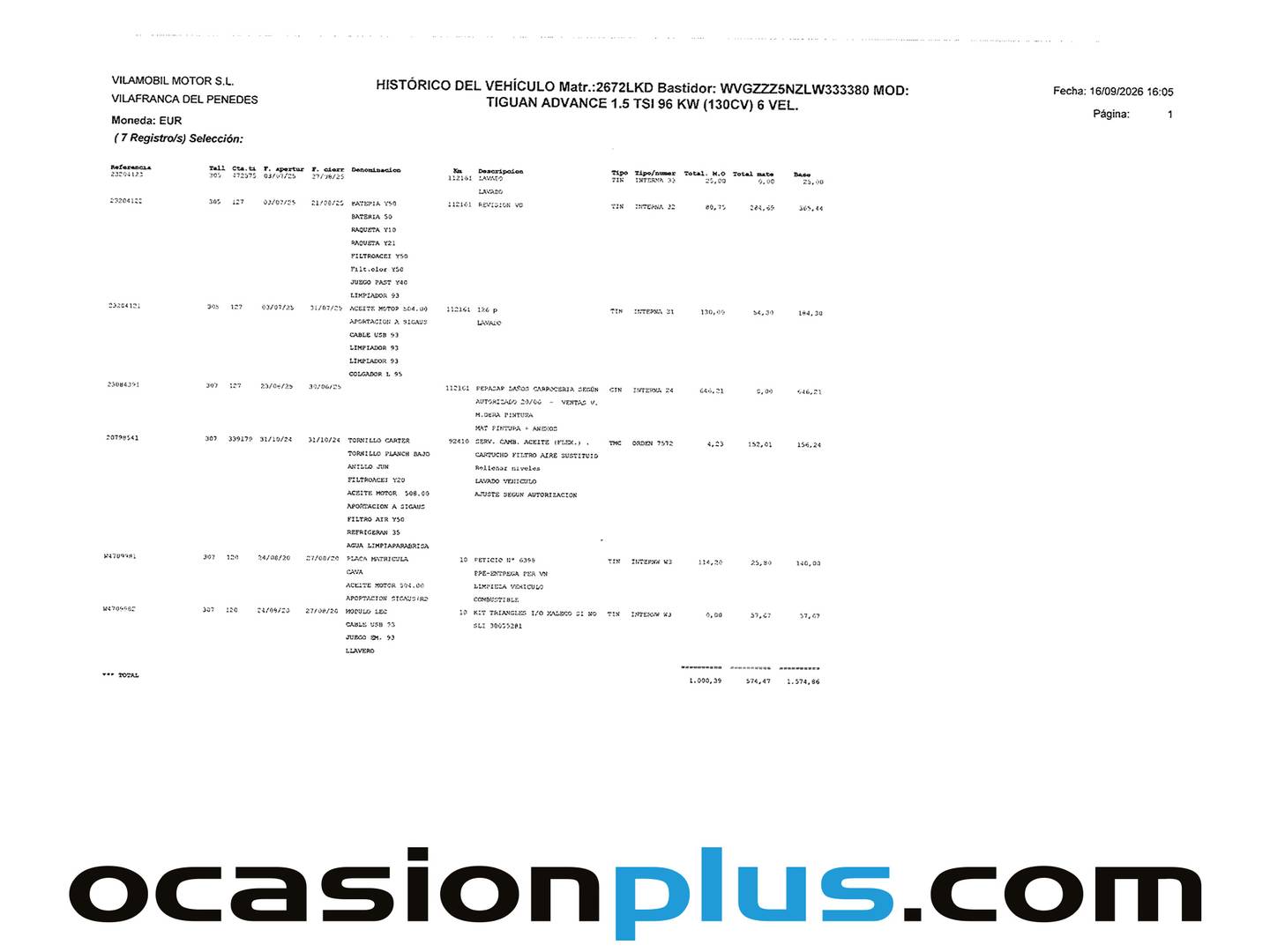 Foto del mantenimiento del Volkswagen Tiguan Volkswagen Tiguan Advance 1.5 TSI (130 CV)