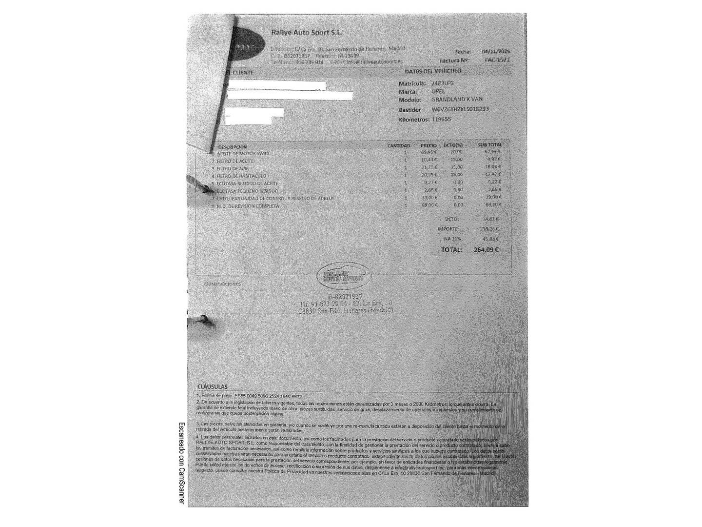 Foto del mantenimiento del Opel Grandland X Opel Grandland X 1.5 CDTi Selective (130 CV)