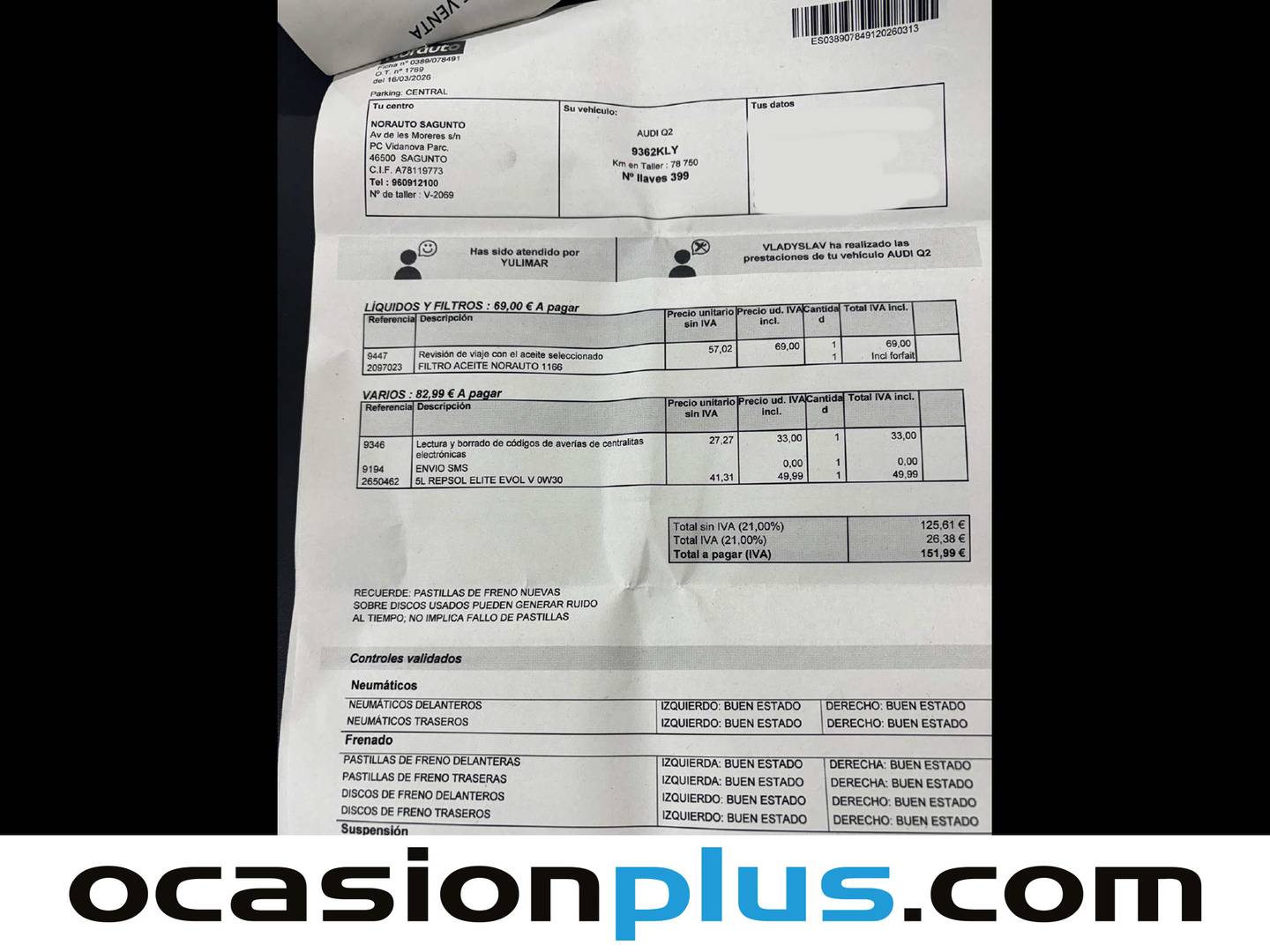 Foto del mantenimiento del Audi Q2 Audi Q2 2.0 TDI quattro (150 CV) S tronic Pack S-Line