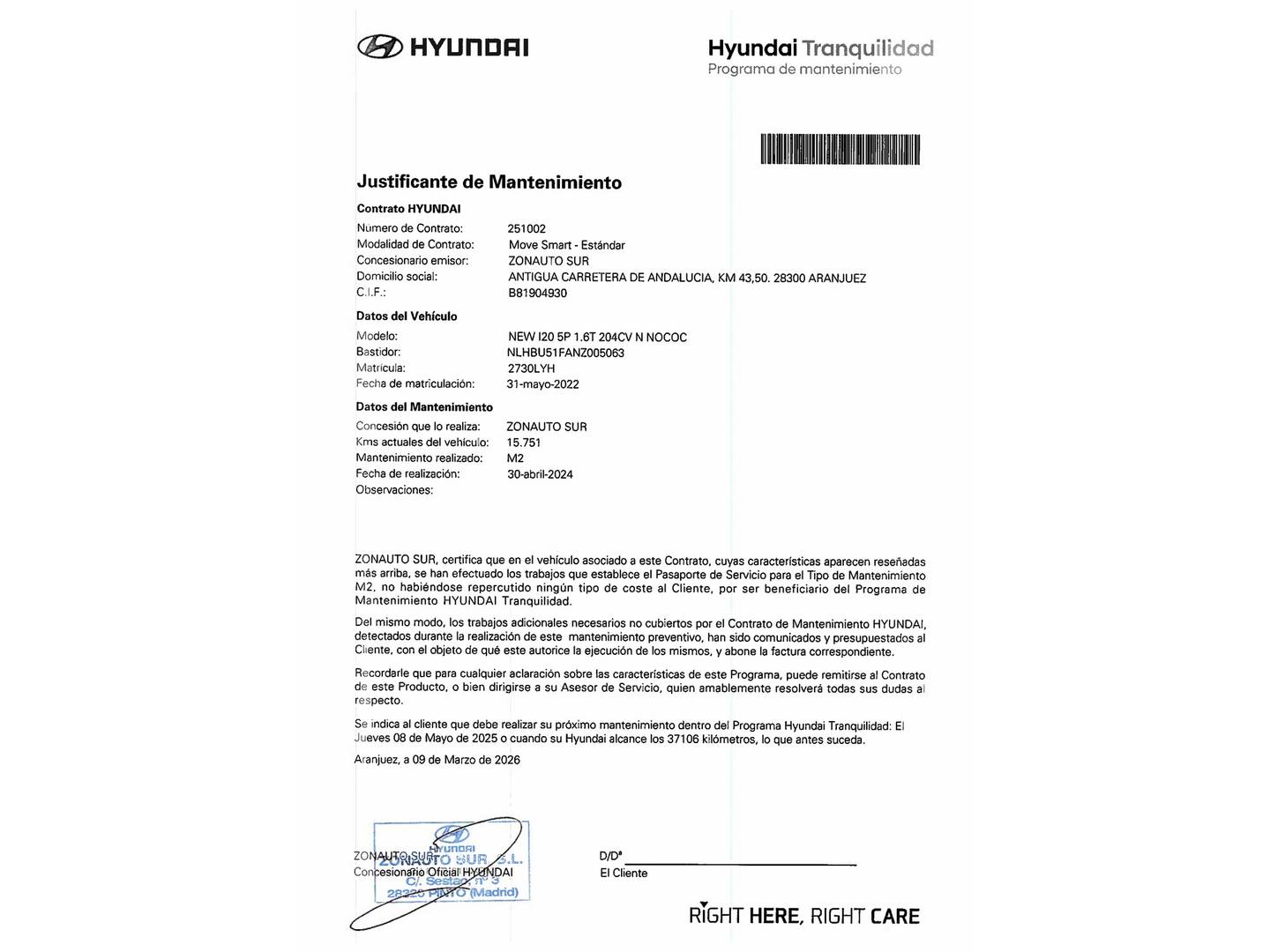 Foto del mantenimiento del Hyundai i20 Hyundai i20 1.6T N (204 CV)