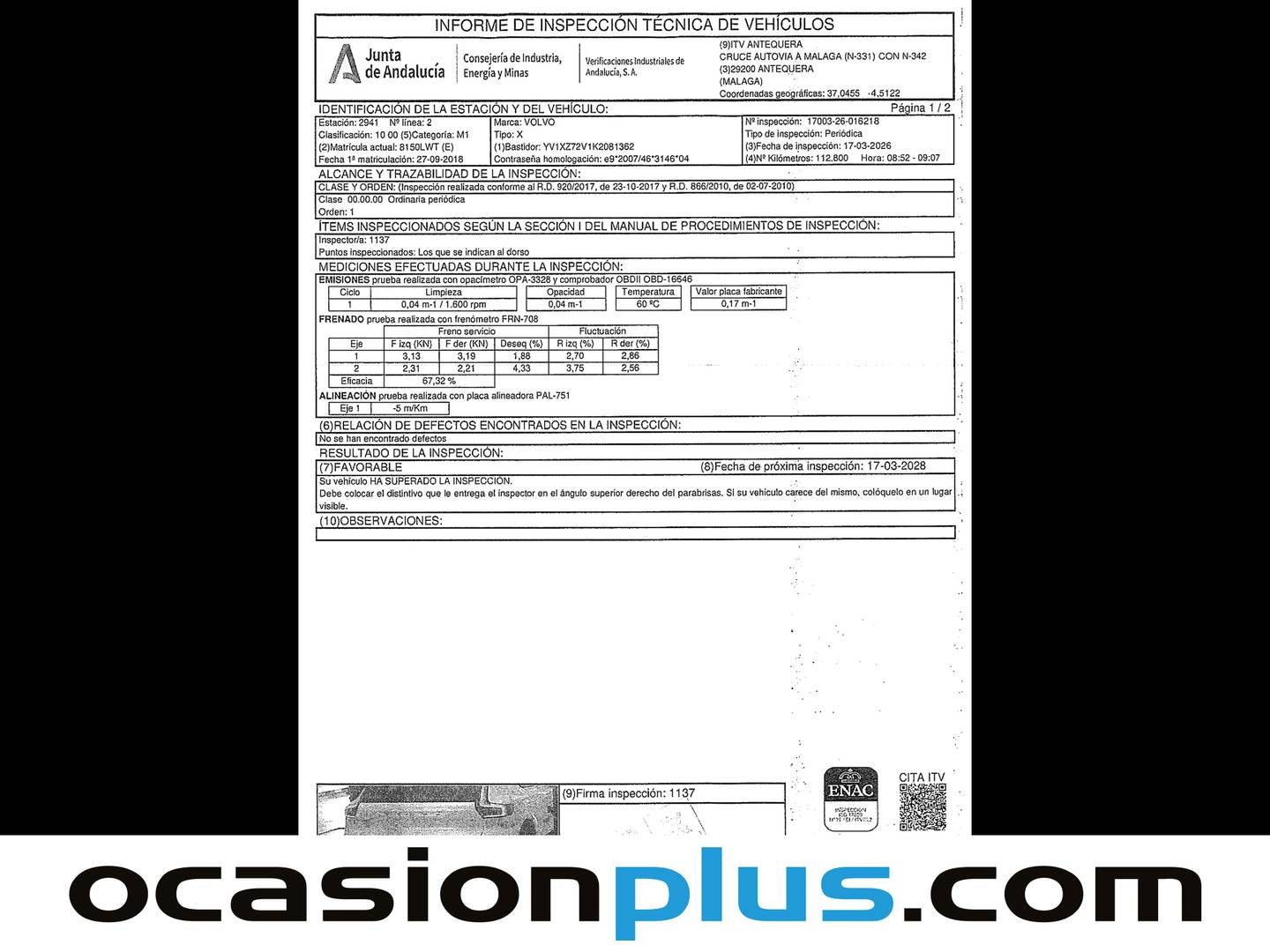 Foto del mantenimiento del Volvo XC40 Volvo XC40 D3 Inscription (150 CV)