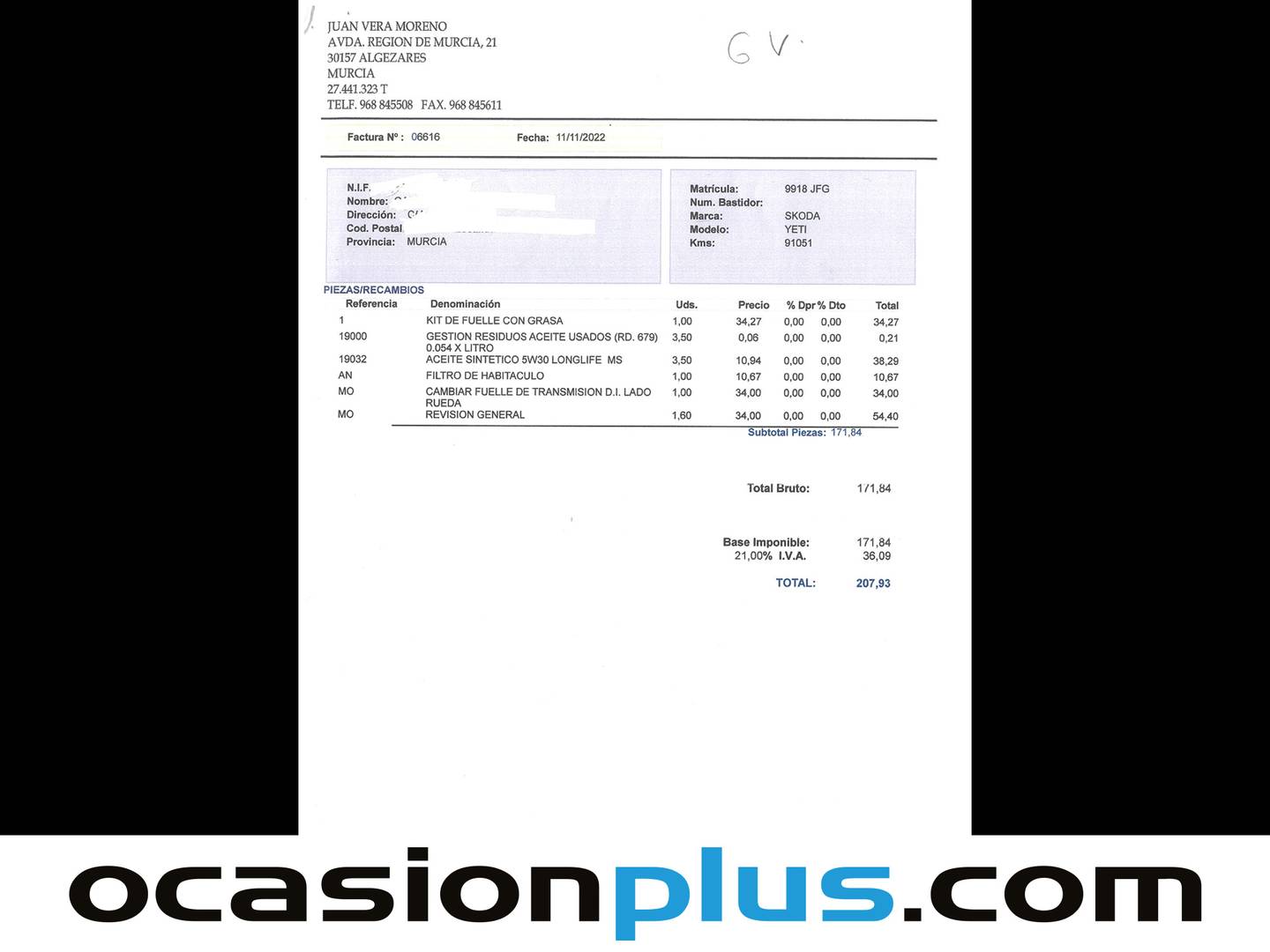 Foto del mantenimiento del Skoda Yeti Skoda Yeti Outdoor Outdoor 1.2 TSI Ambition (105 CV)