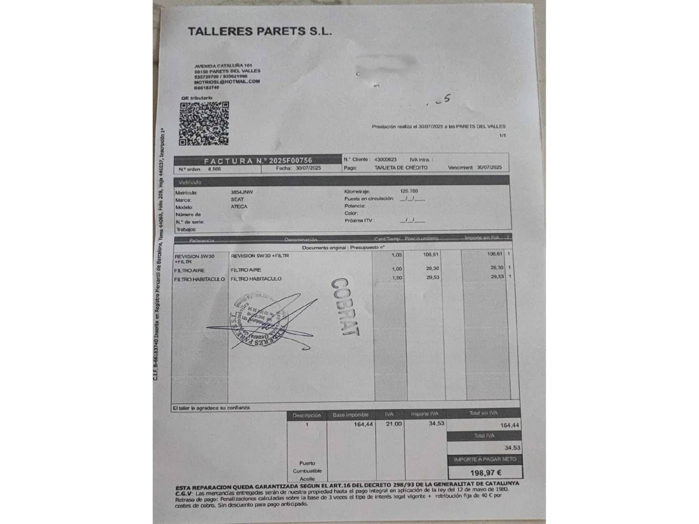 Foto del mantenimiento del Seat Ateca Seat Ateca 1.0 TSI S&S Ecomotive Style Premium Nav  (115 CV)