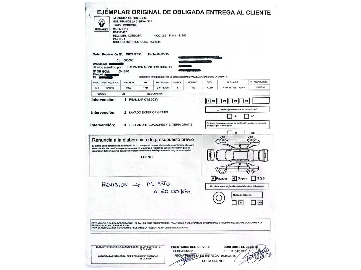 Foto del mantenimiento del Renault Twingo Renault Twingo SCe 70 Zen Energy (70 CV)