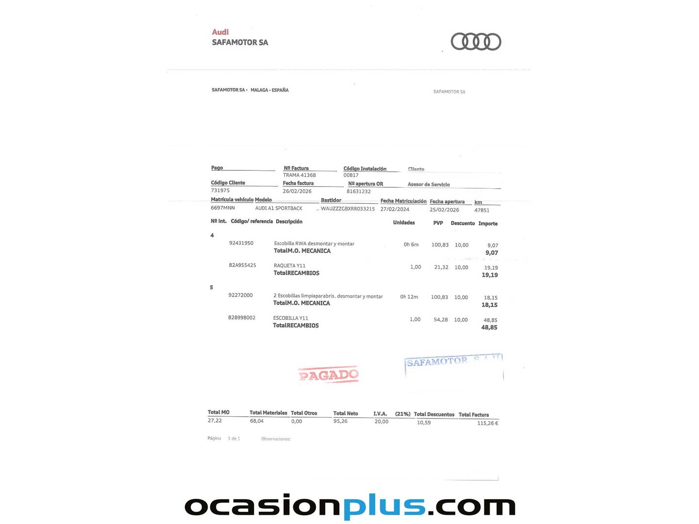 Foto del mantenimiento del Audi A1 Audi A1 Sportback Adrenalin edition 30 TFSI (110 CV) Pack S-Line