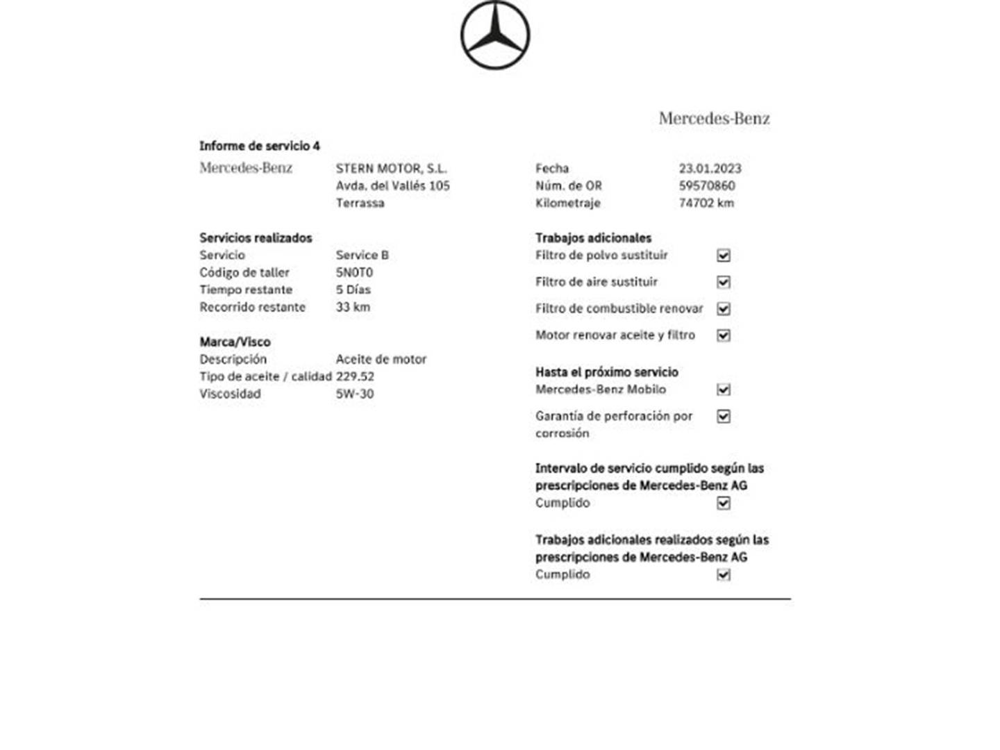 Foto del mantenimiento del Mercedes Clase B Mercedes Clase B Clase B 200 d Pack AMG (150 CV)