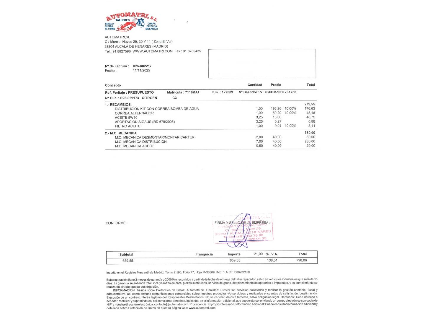 Foto del mantenimiento del Citroën C3 Citroën C3 PureTech 82 Feel (83 CV)