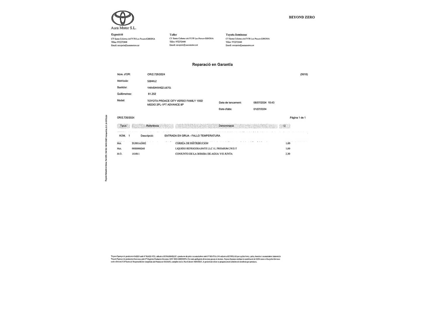 Foto Toyota Proace Verso Toyota Proace Verso 2.0D Family Advance LARGO (L2)  (150 CV)8 Plazas