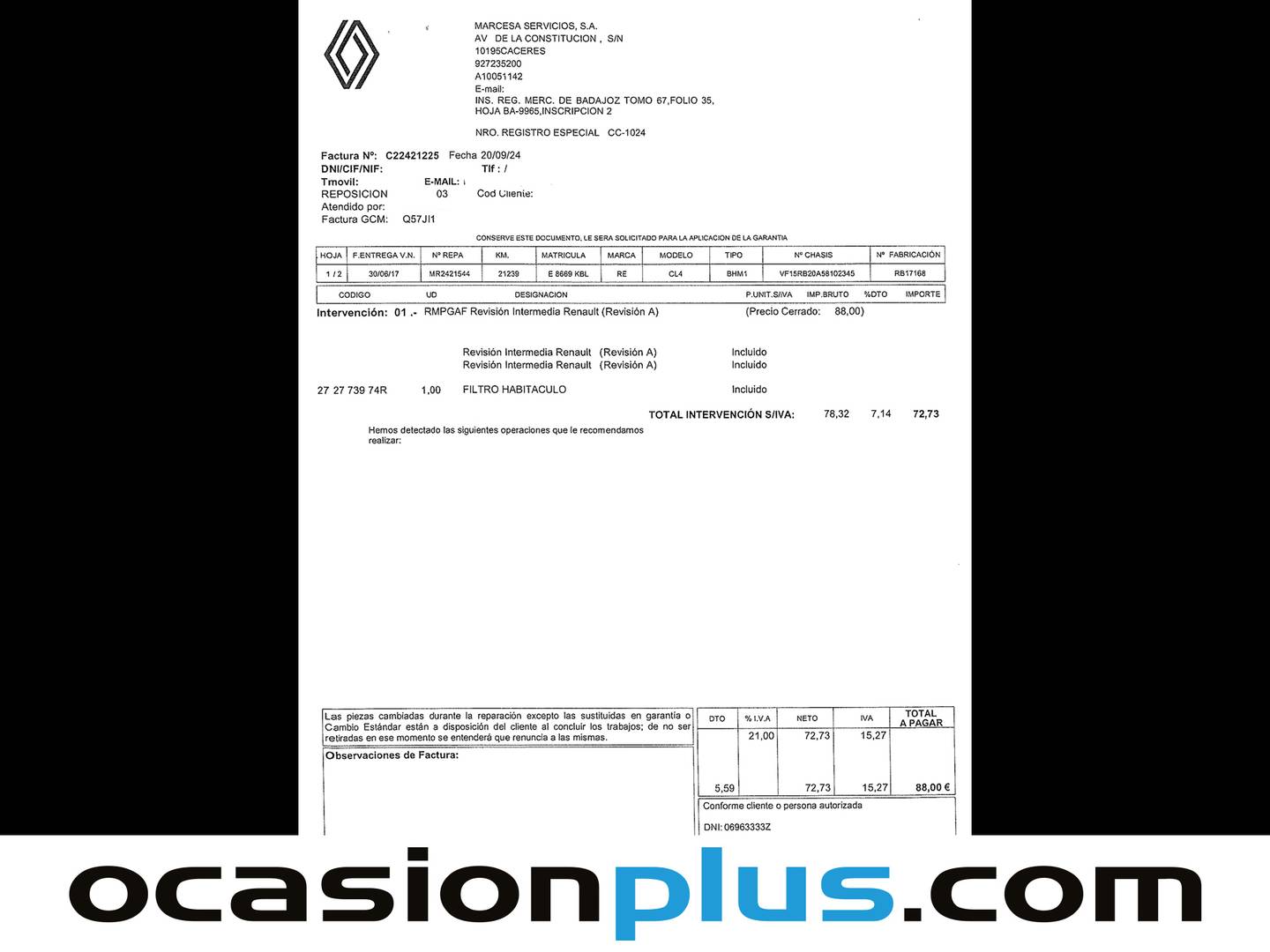 Foto del mantenimiento del Renault Clio Renault Clio Limited Energy TCe (90 CV)