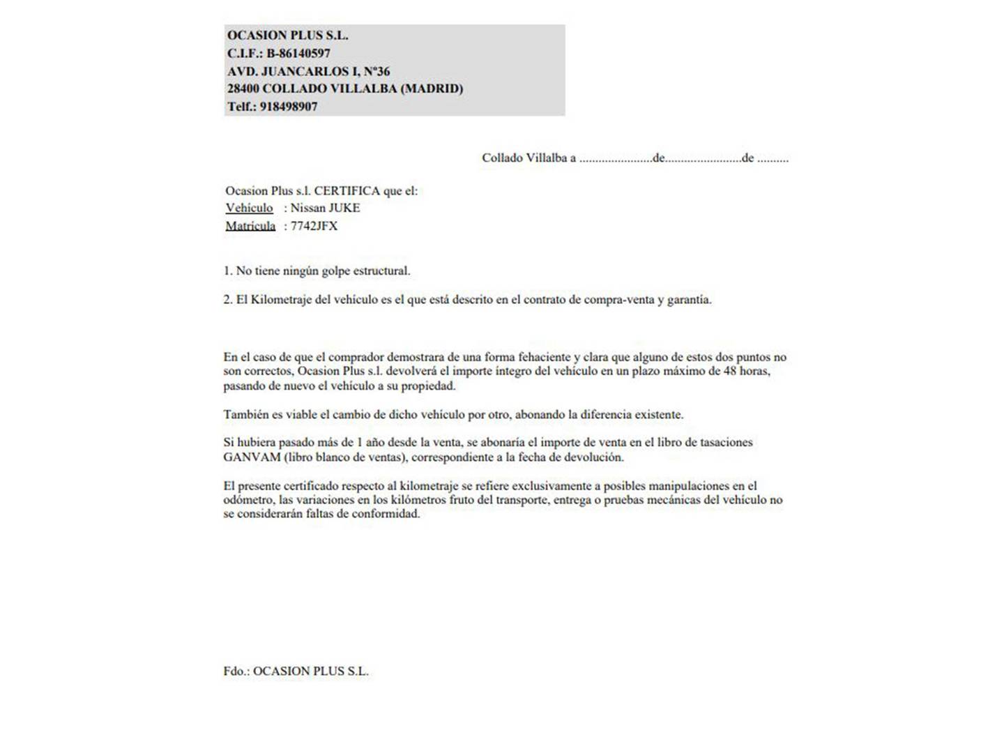 Foto del certificado del Nissan JUKE Nissan Juke 1.2 DIG-T N-TEC 4X2 (115 CV)