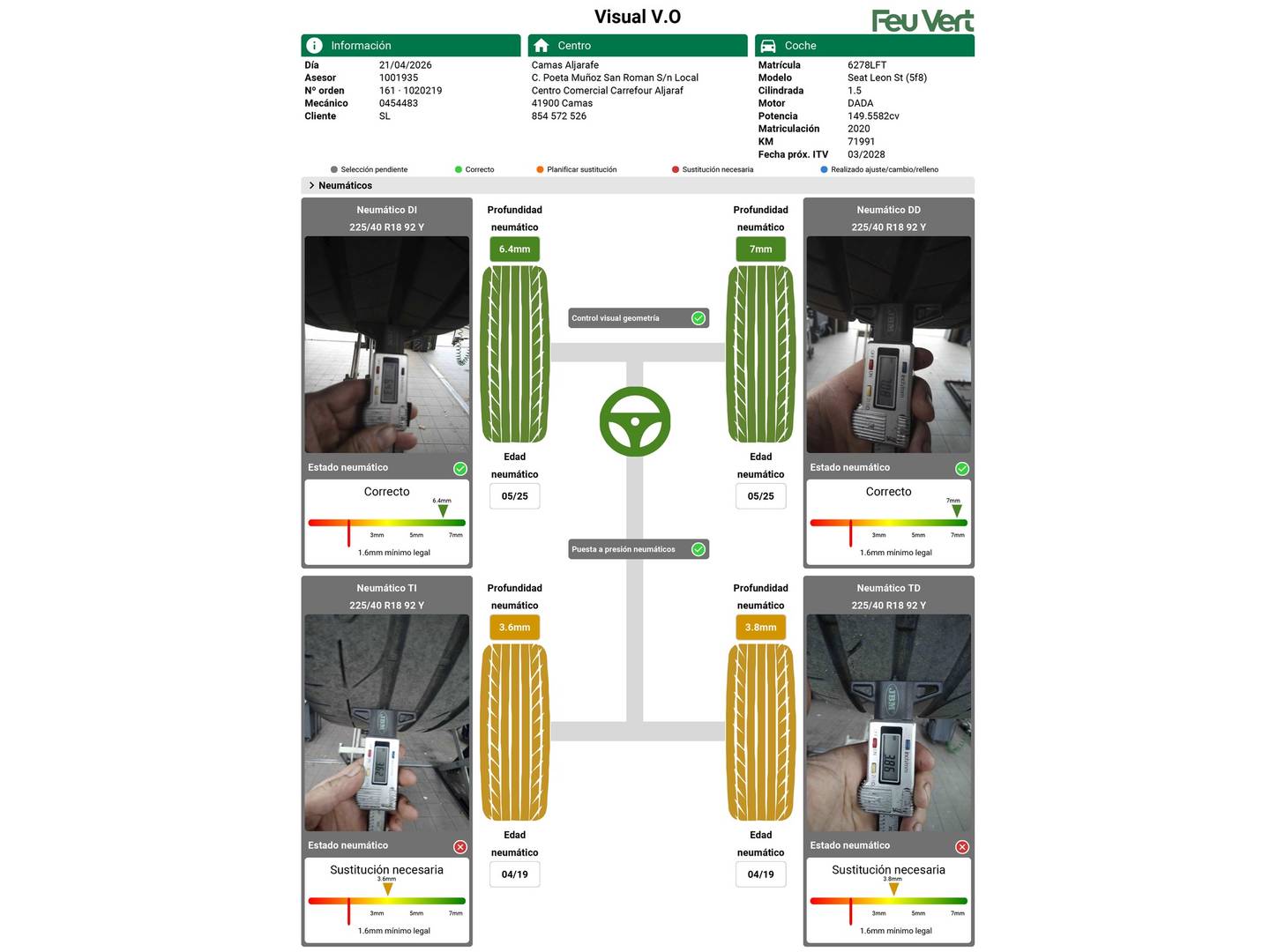 Foto del mantenimiento del Seat León Seat León ST 1.5 EcoTSI S&S FR Edition Plus DSG (150 CV)