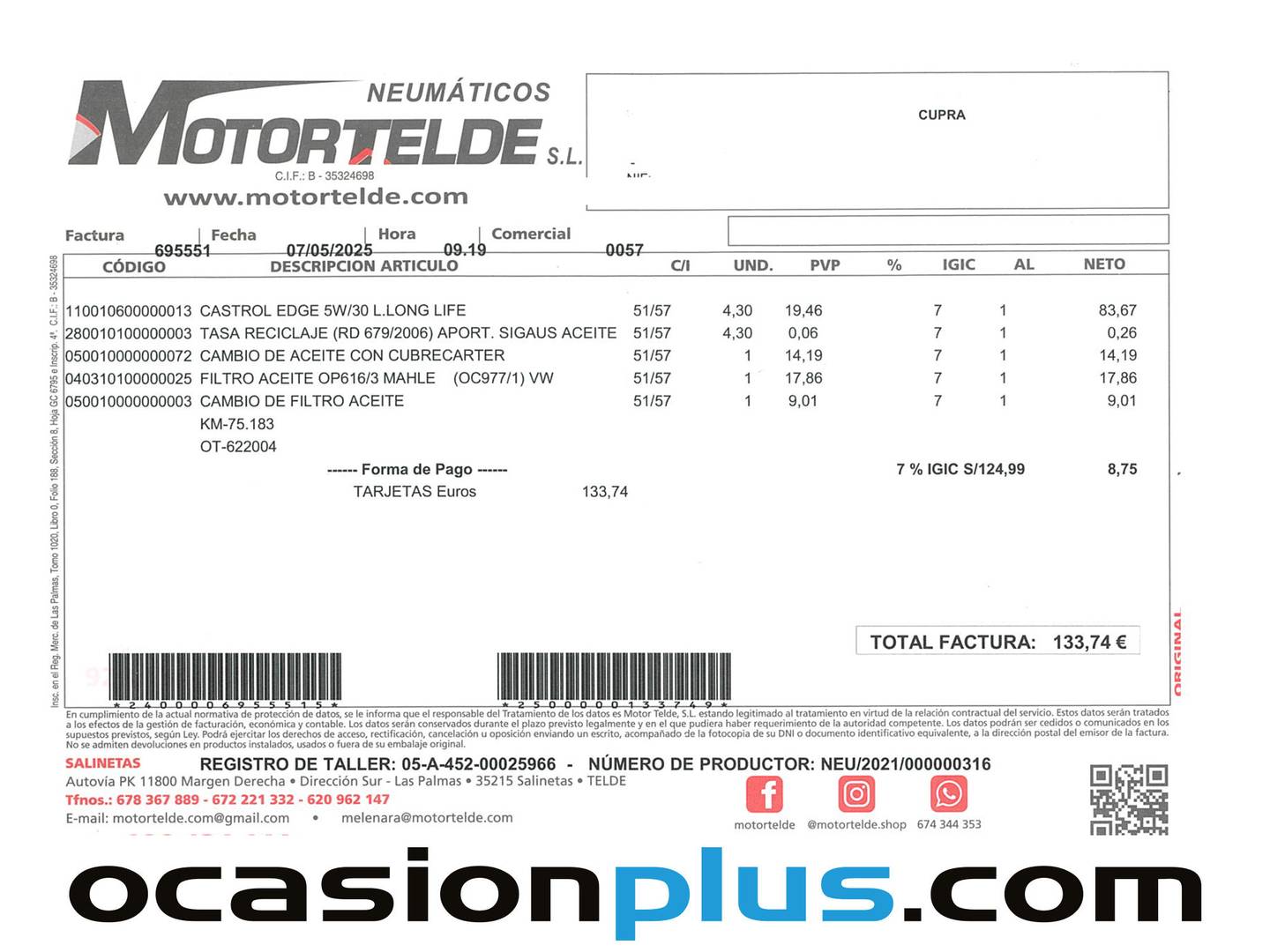 Foto del mantenimiento del Cupra León Cupra León 1.5 eTSI DSG (150 CV)