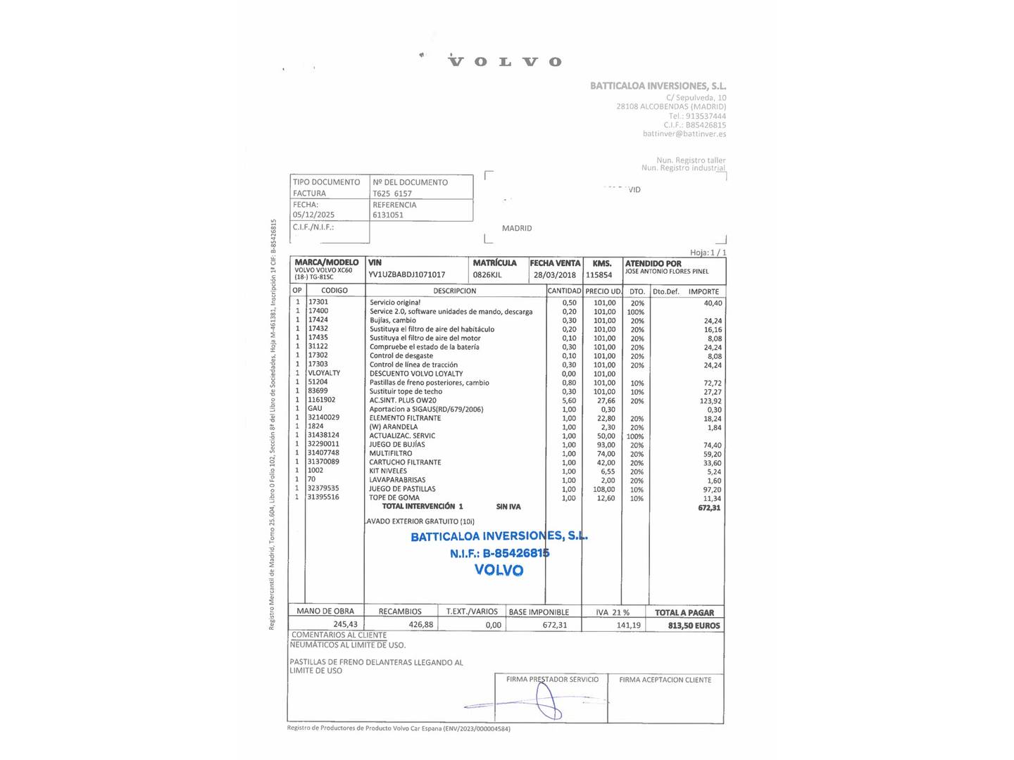 Foto del mantenimiento del Volvo XC60 Volvo XC60 T8 Inscription AWD Auto (407 CV)