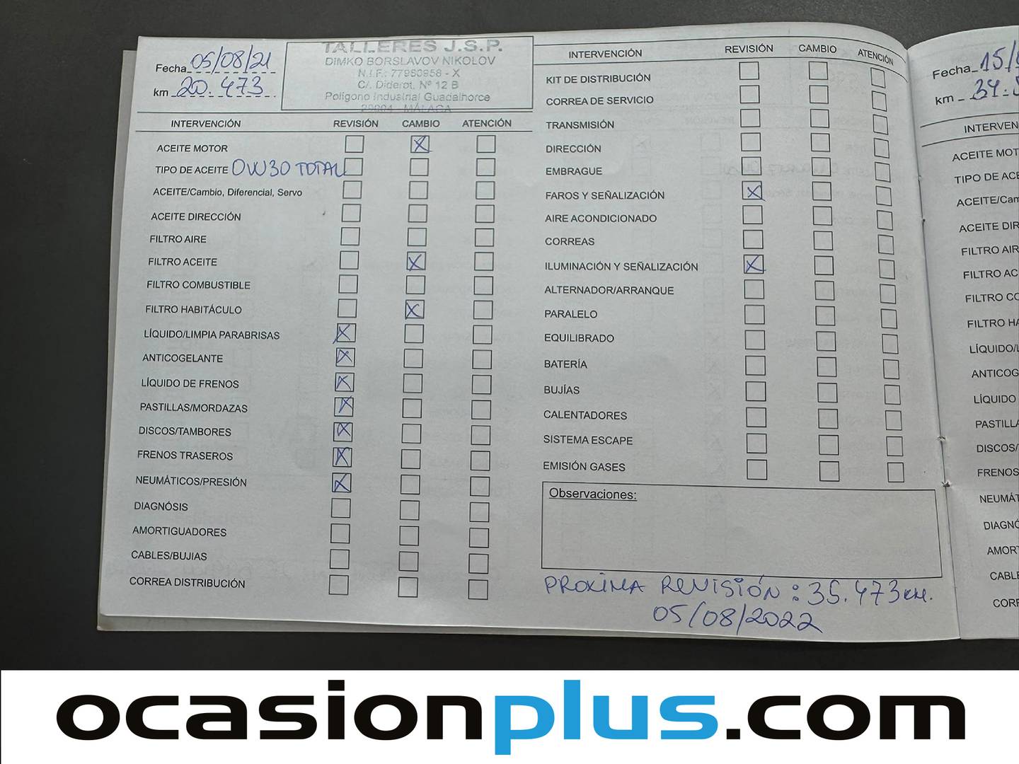 Foto del mantenimiento del Citroën Grand C4 Spacetourer Citroën Grand C4 Spacetourer BlueHDi 130 6v S&S Origins (130 CV) 7 Plazas