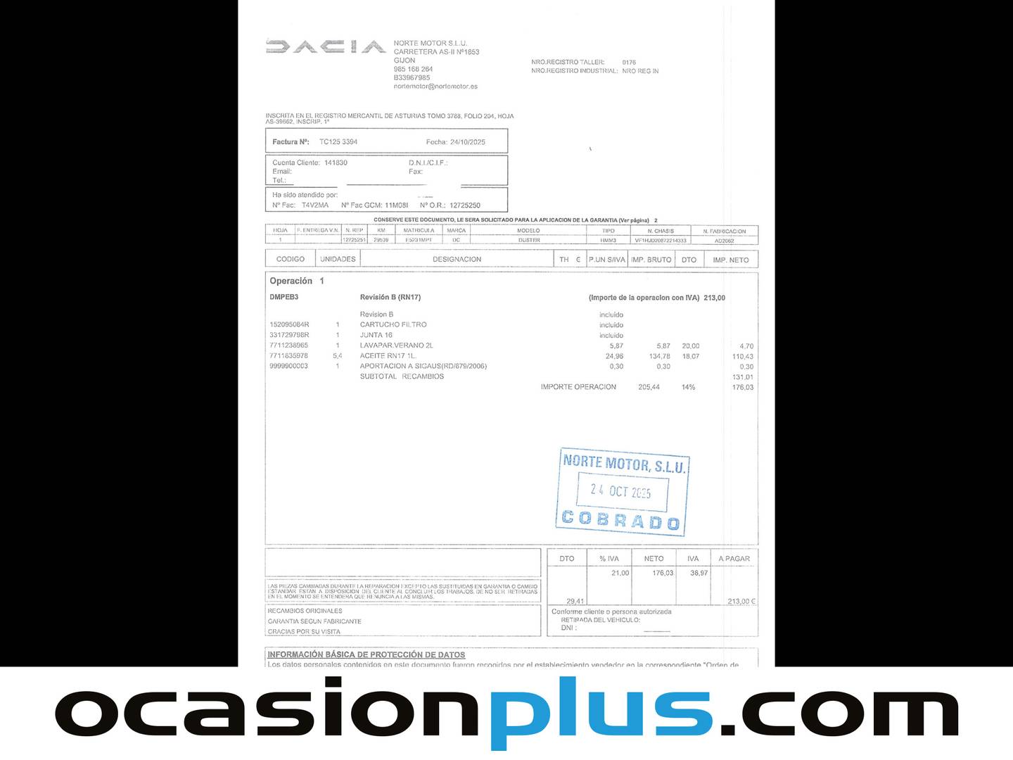 Foto del mantenimiento del Dacia Duster Dacia Duster Journey Go TCE (150 CV) EDC