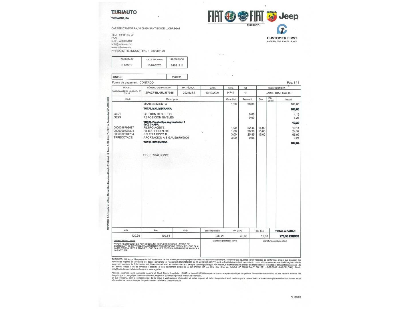 Foto Fiat 500 Fiat 500 1.0 Hybrid Monotrim (70 CV)