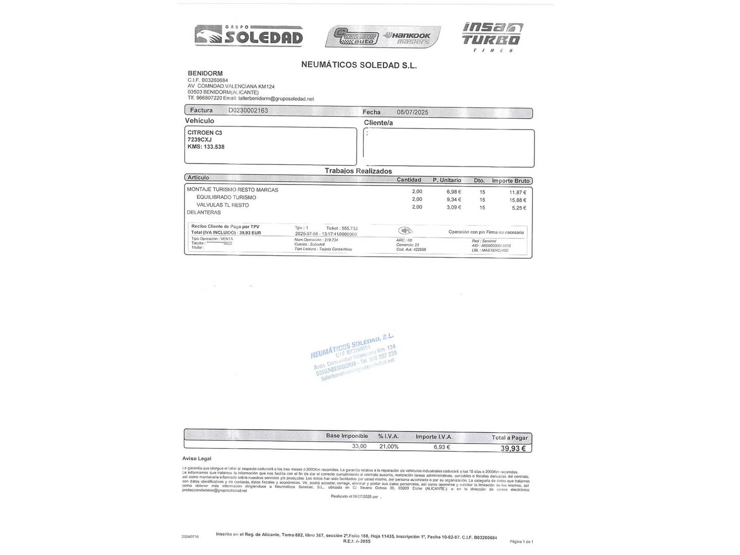 Foto del mantenimiento del Citroën C3 Citroën C3 1.4 SX Plus (75 CV)