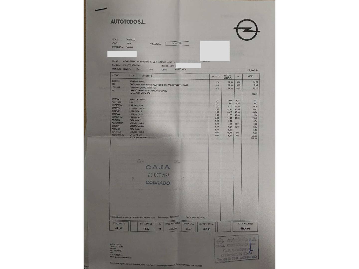 Foto del mantenimiento del Opel Mokka Opel Mokka 1.7 CDTi S&S Selective 4x2 (130 CV)