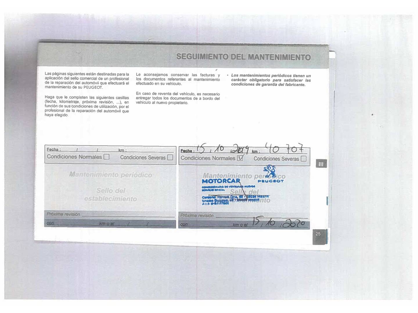 Foto del mantenimiento del Peugeot 208 Peugeot 208 PureTech 82 Style (82 CV)