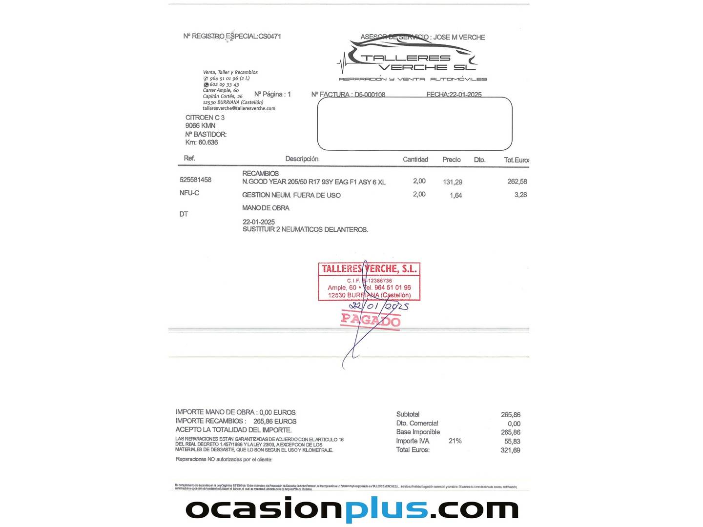 Foto del mantenimiento del Citroën C3 Citroën C3 PureTech 82 Shine (82 CV)