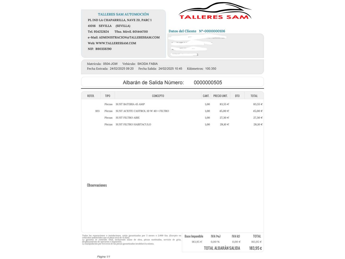 Foto del mantenimiento del Skoda Citigo Skoda Citigo 1.0 MPI Ambition (60 CV)