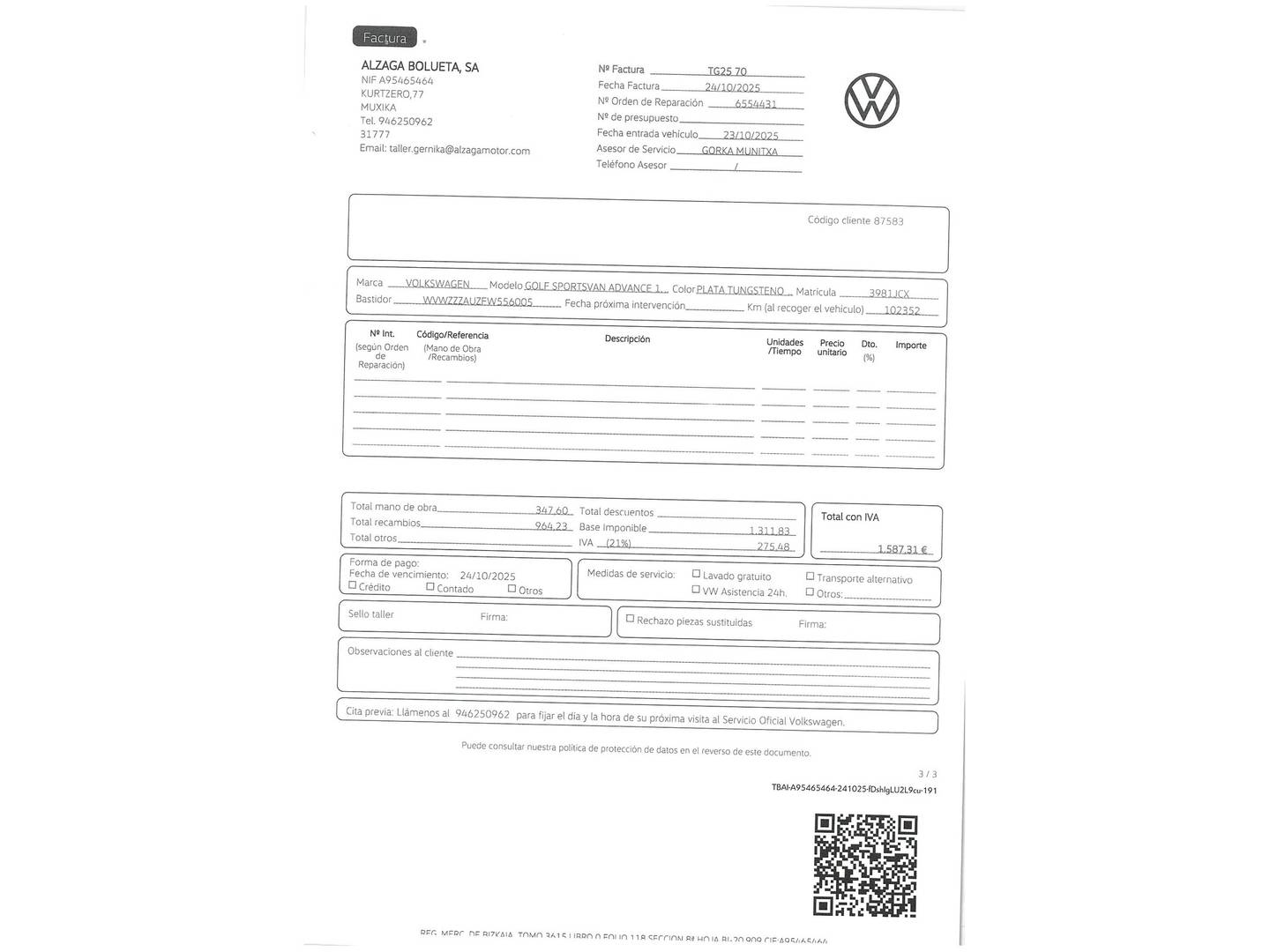 Foto Volkswagen Golf Sportsvan Volkswagen Golf Sportsvan Advance 1.6 TDI BMT (110 CV)