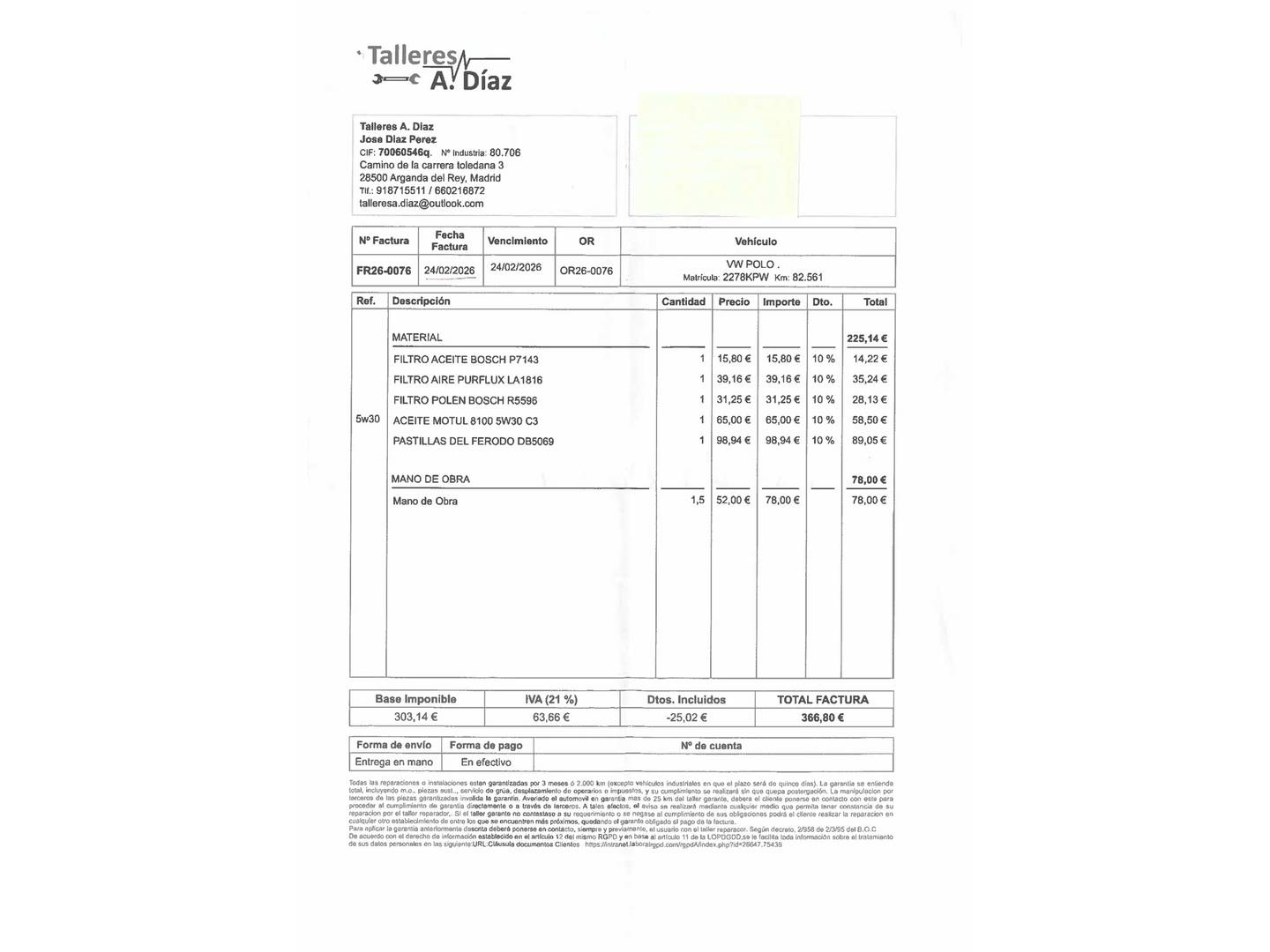 Foto del mantenimiento del Volkswagen Polo Volkswagen Polo Sport 1.0 TSI(115 CV)