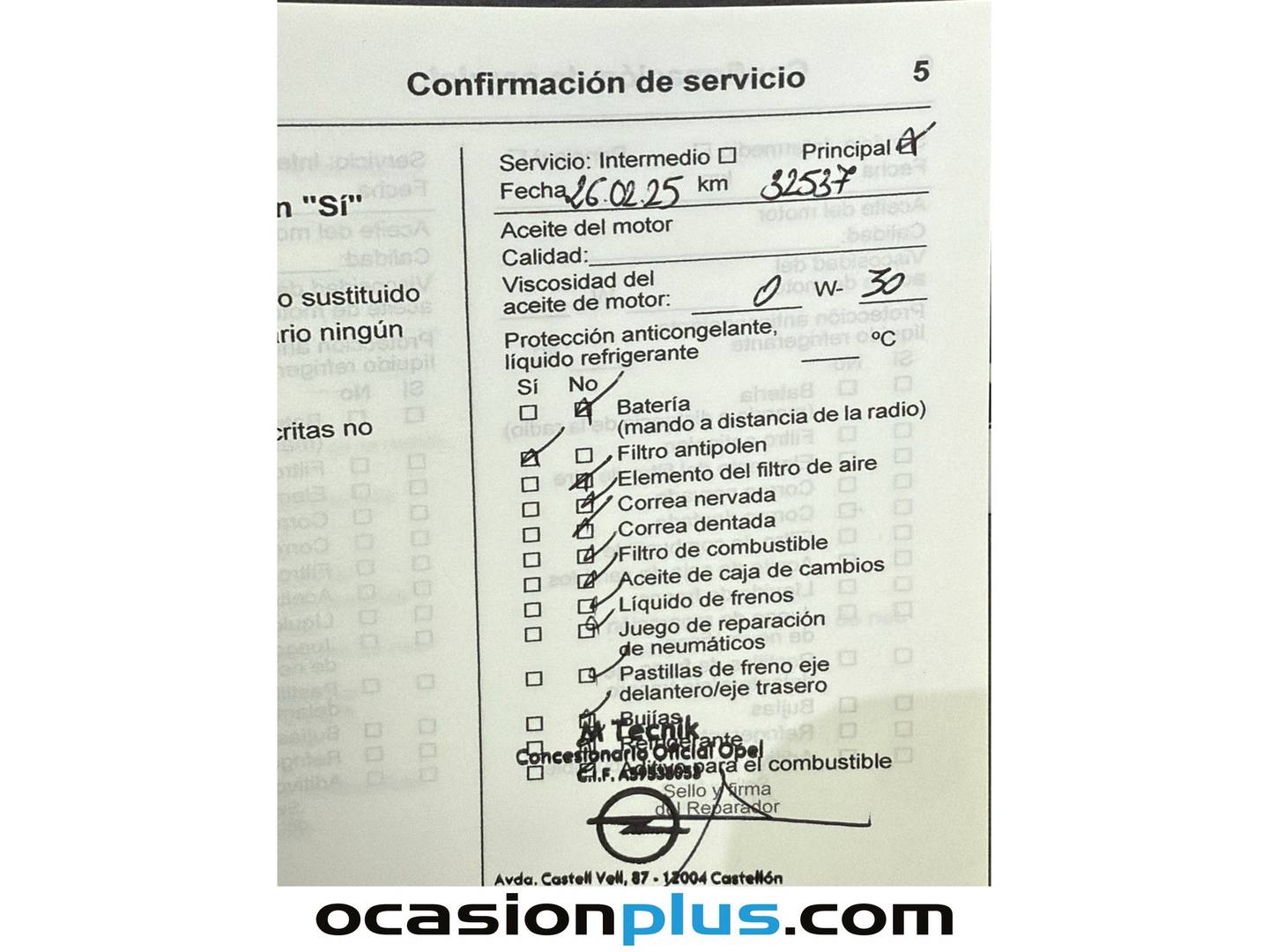 Foto del mantenimiento del Opel Astra PHEV Opel Astra 1.6T Hybrid S/S Ultimate Auto (181 CV)