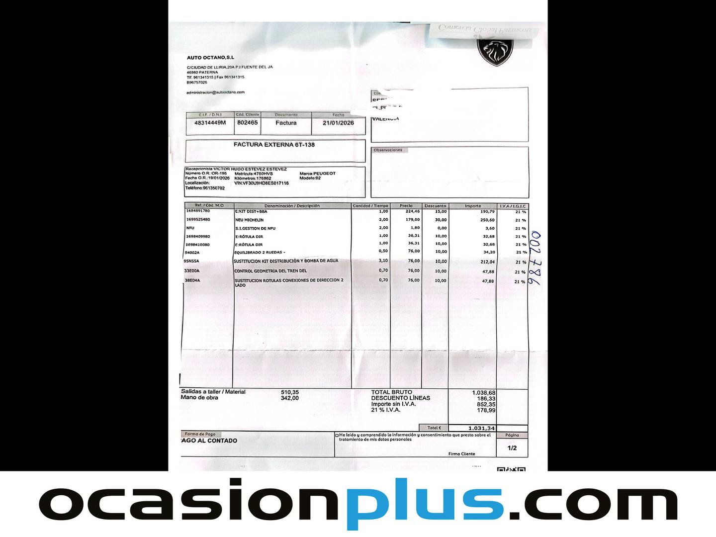 Foto del mantenimiento del Peugeot 3008 Peugeot 3008 1.6 HDI Active FAP (115 CV)