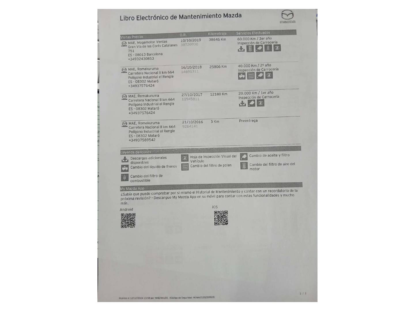 Foto del mantenimiento del Mazda CX-5 Mazda CX-5 2.2 DE Black Tech Edition 2WD Aut. (150 CV)