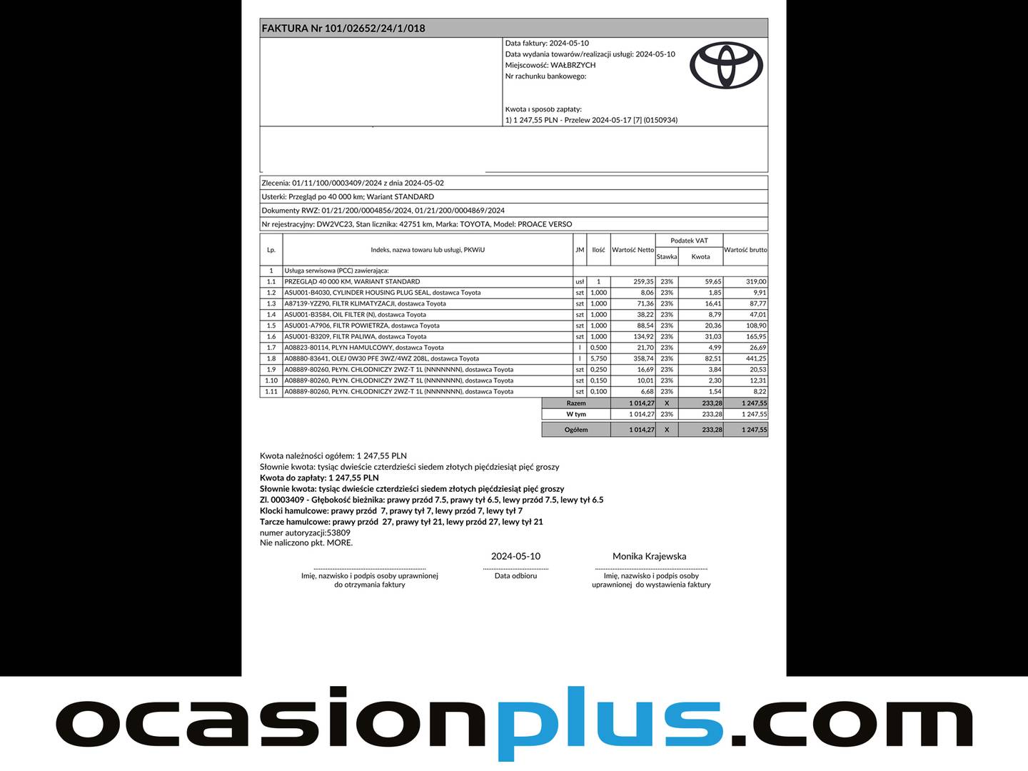 Foto del mantenimiento del Toyota Proace Verso Toyota Proace Verso 1.5D Shuttle VX L2 (120 CV) 9 Plazas