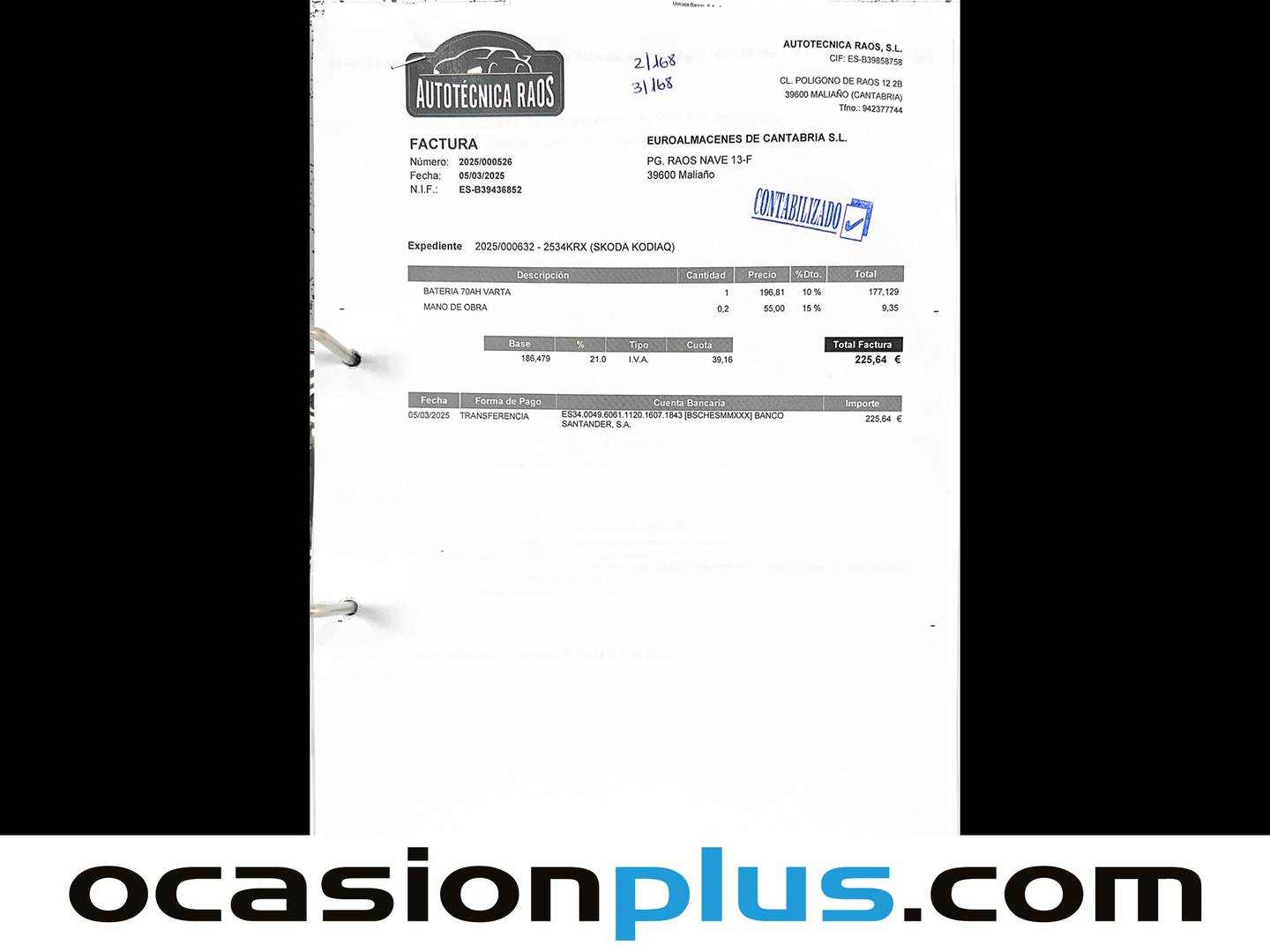 Foto del mantenimiento del Skoda Kodiaq Skoda Kodiaq 2.0 TDI Sportline 4x2 DSG (150 CV) 7 PLAZAS