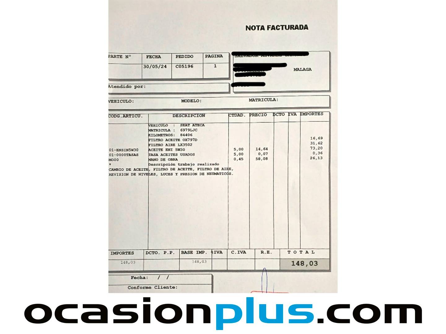 Foto del mantenimiento del Seat Ateca SEAT Ateca 2.0 TDI S&S FR Edition (150 CV)