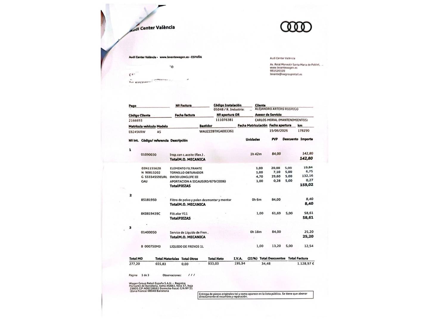 Foto del mantenimiento del Audi A5 Audi A5 Sportback 2.0 TDI clean diesel (190 CV) multitronic
