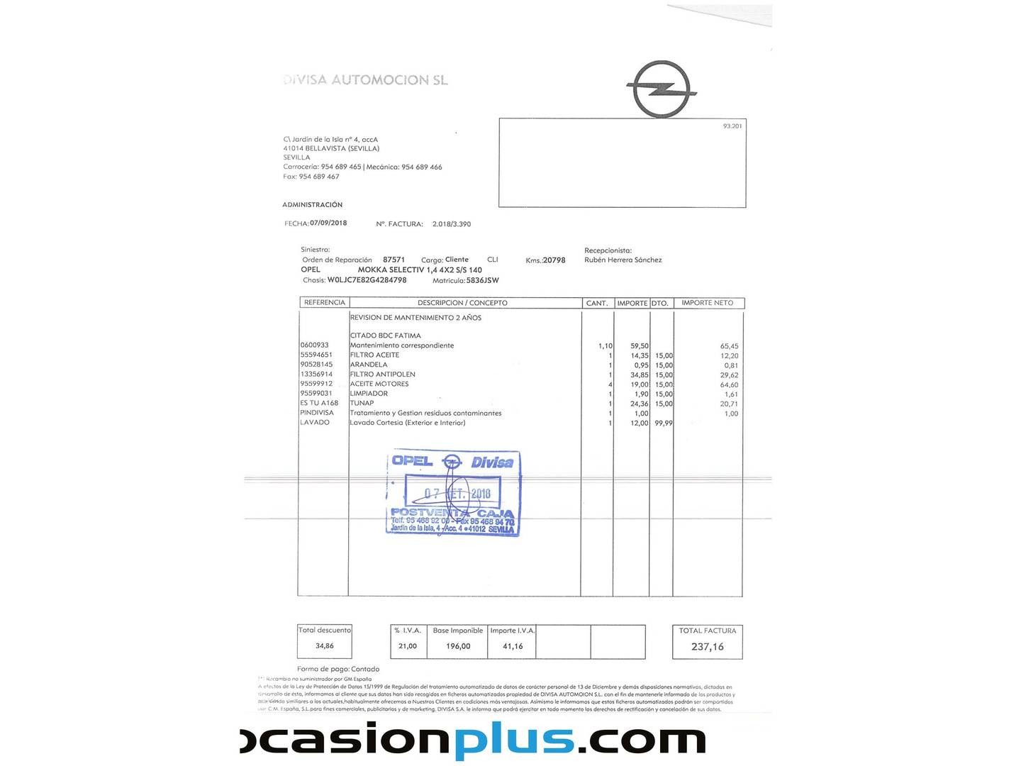 Foto del mantenimiento del Opel Mokka Opel Mokka 1.4 Turbo Selective 4x2  (140 CV)