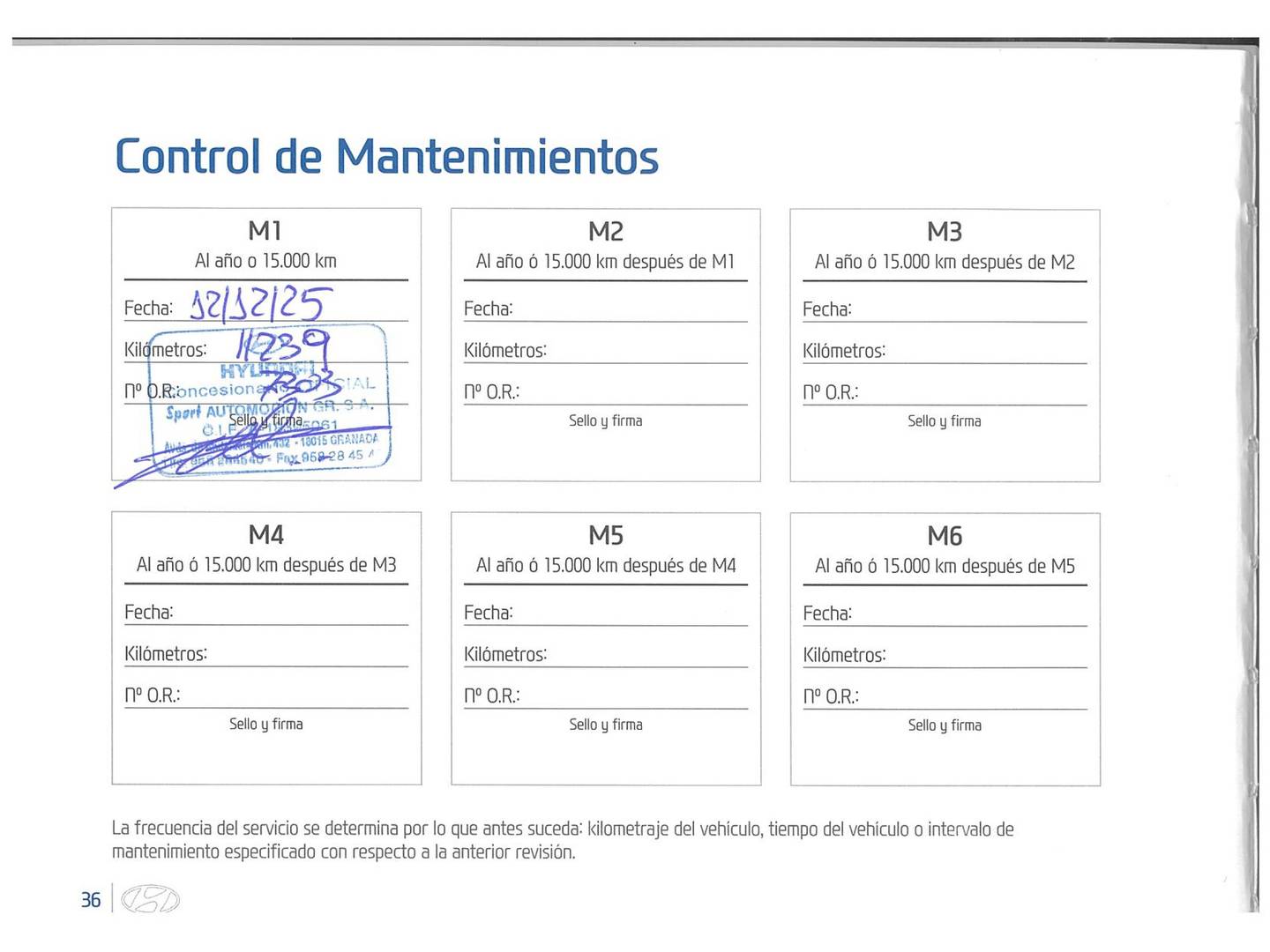 Foto del mantenimiento del Hyundai i20 Hyundai i20 1.0 TGDI 48V Klass  (100 CV)