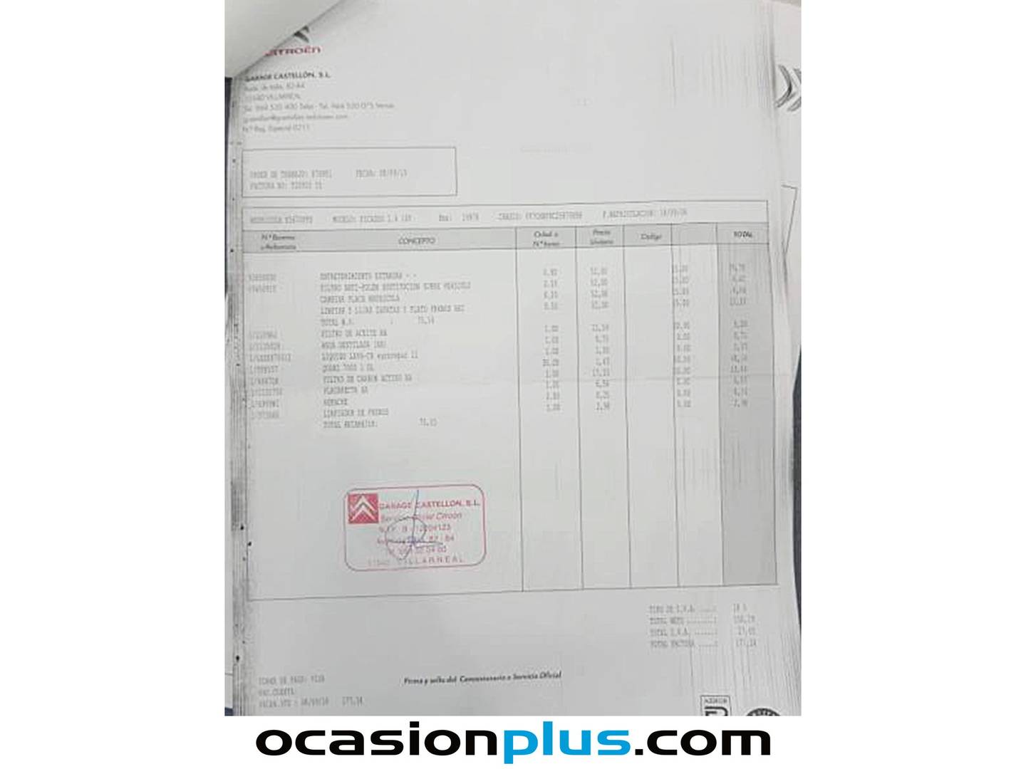 Foto del mantenimiento del Citroën Xsara Picasso Citroën Xsara Picasso 1.6i Exclusive (110 CV)