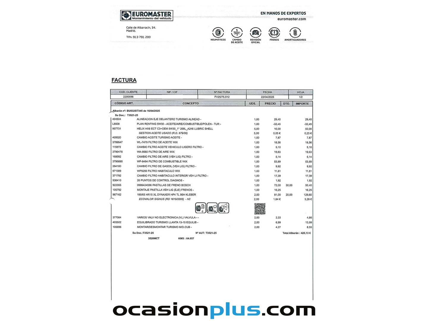Foto del mantenimiento del Fiat Doblò Cargo Fiat Dobló Cargo 1.6 Multijet SX (90 CV)