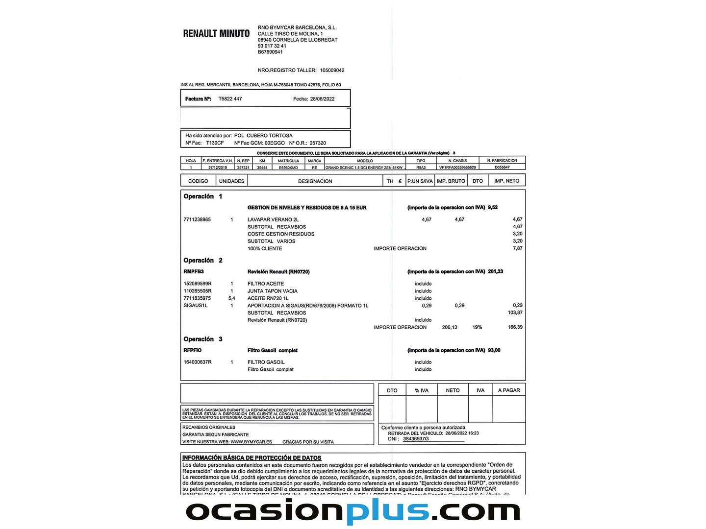 Foto del mantenimiento del Renault Grand Scénic Renault Grand Scenic Zen Energy dCi (110 CV) 7 Plazas