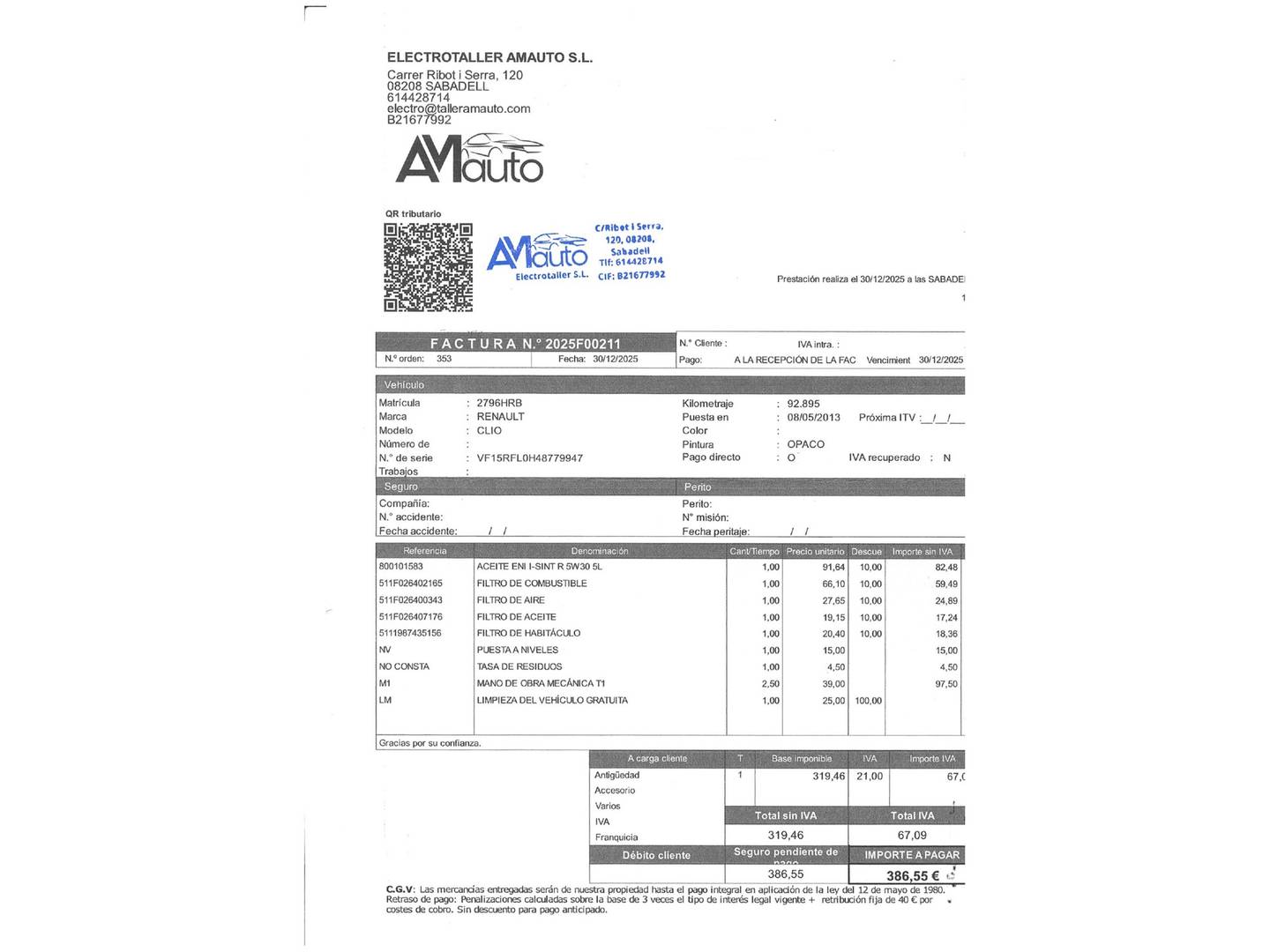 Foto del mantenimiento del Renault Clio Renault Clio Dynamique Energy dCi (90 CV) S&S