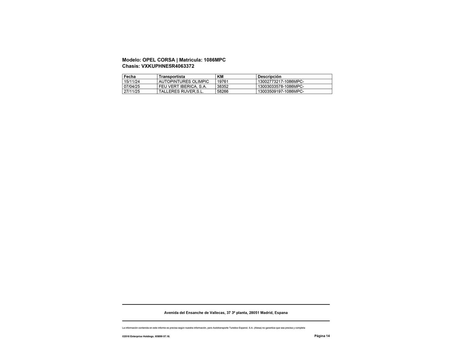 Foto del mantenimiento del Opel Corsa Opel Corsa 1.2 T XHL GS  (100 CV)