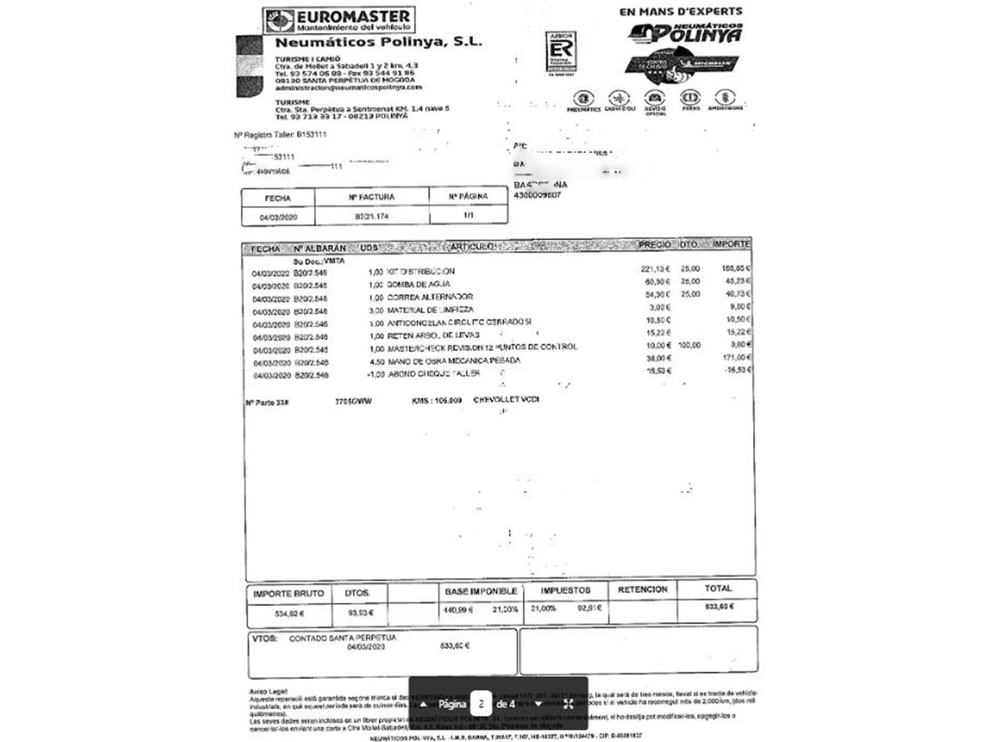 Foto del mantenimiento del Chevrolet Cruze Chevrolet Cruze 2.0 VCDI 16V LS+ (150 CV)