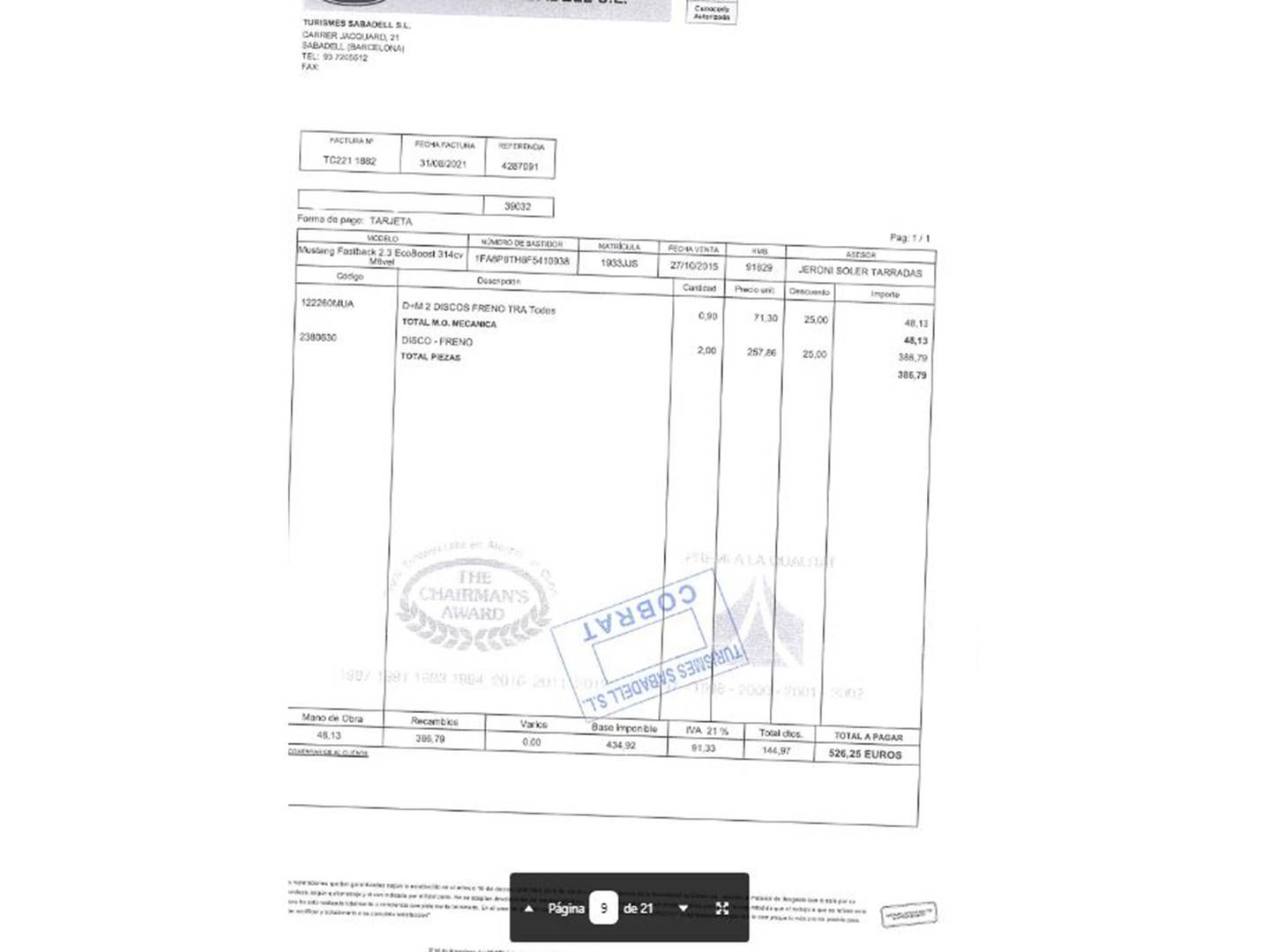Foto del mantenimiento del Ford Mustang Ford Mustang 2.3 EcoBoost Mustang (Fastback) (314 CV)