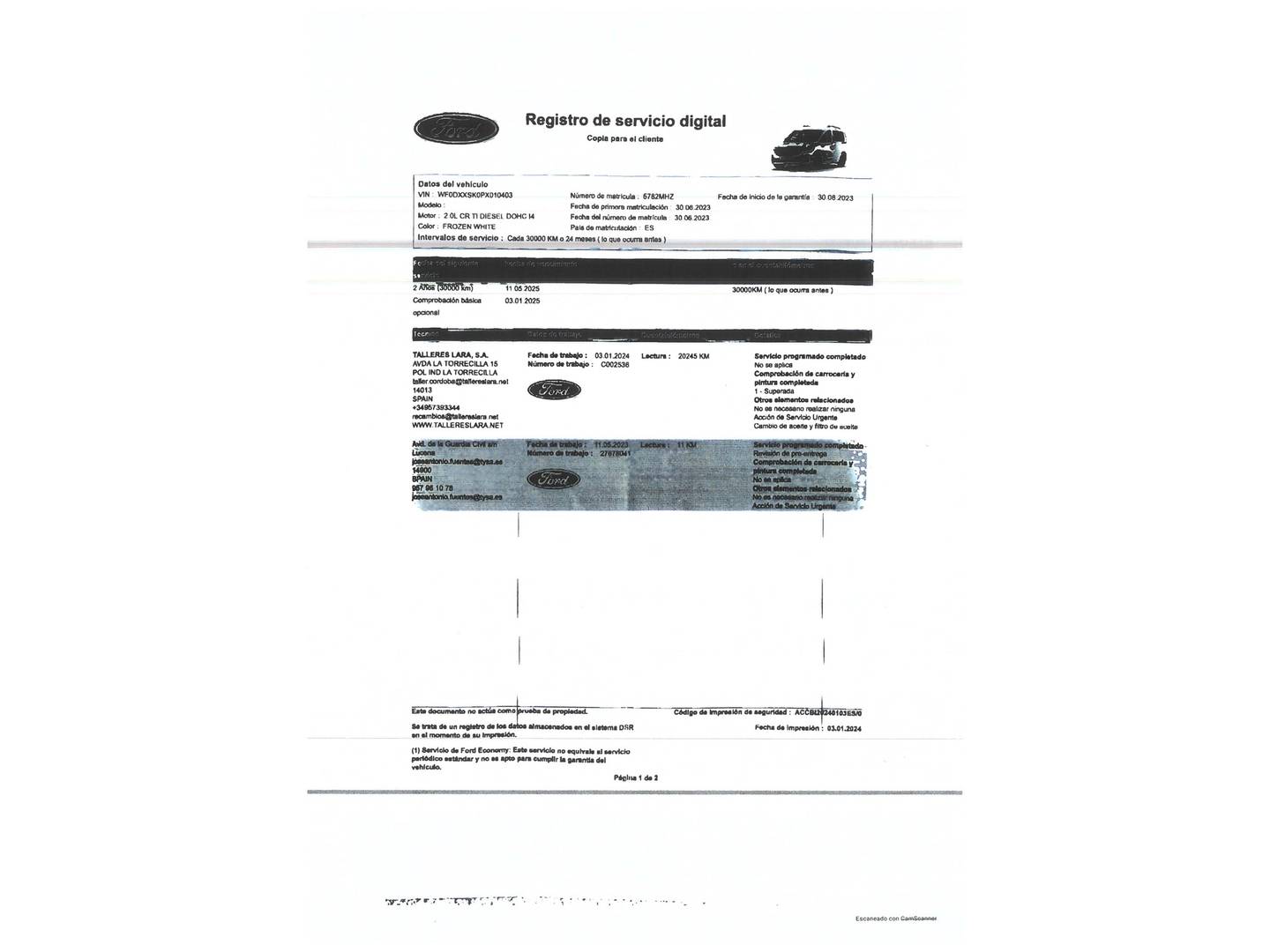 Foto del mantenimiento del Ford Tourneo Connect Ford Tourneo Connect 2.0 Ecoblue S&S Titanium (122 CV)