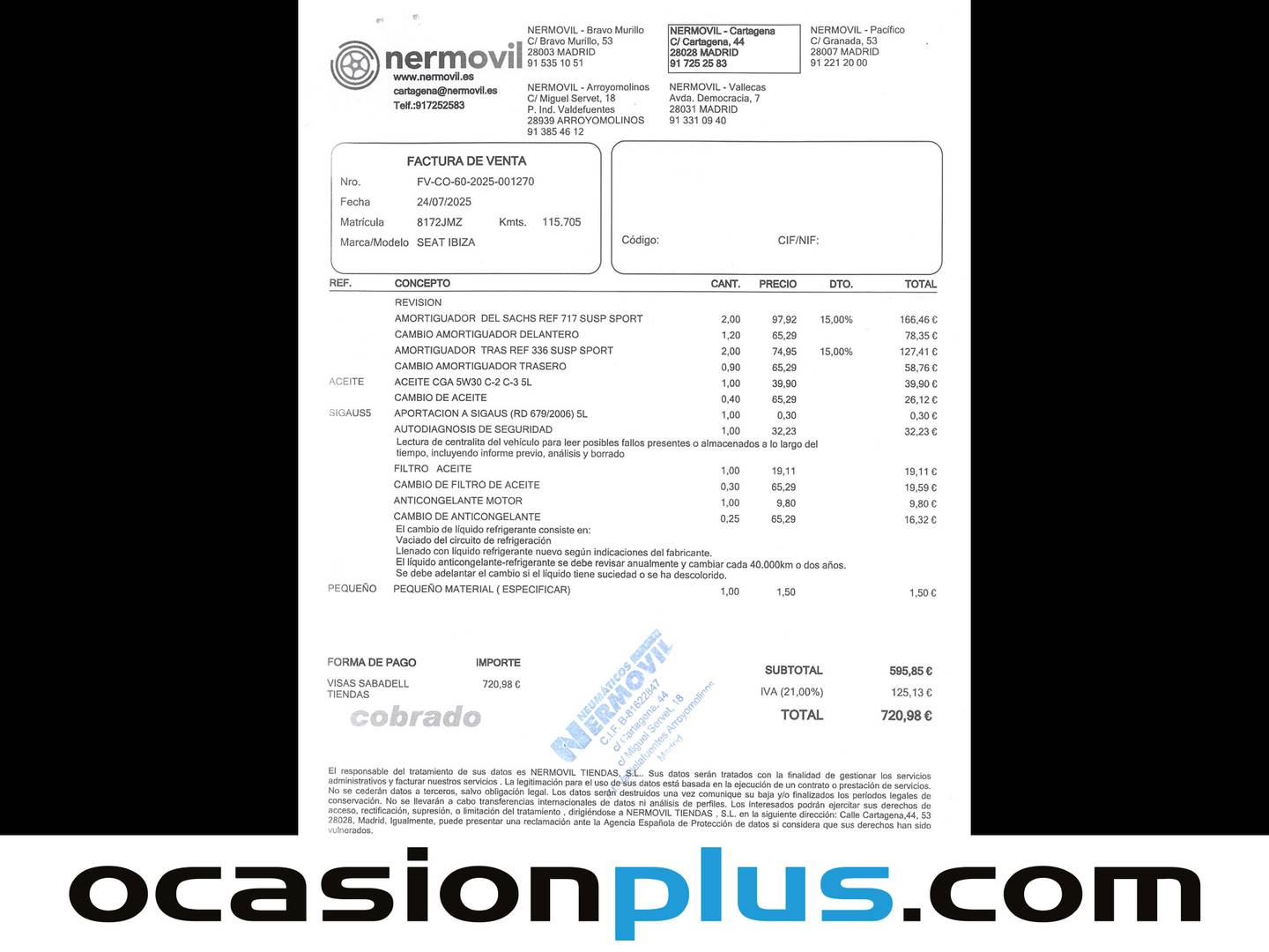 Foto del mantenimiento del Seat Ibiza Seat Ibiza 1.4 TDI S&S FR (90 CV)