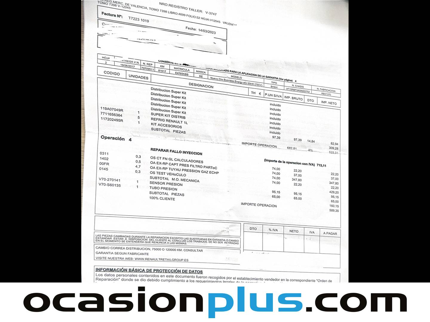 Foto del mantenimiento del Renault Clio Renault Clio Business Energy dCi (75 CV)