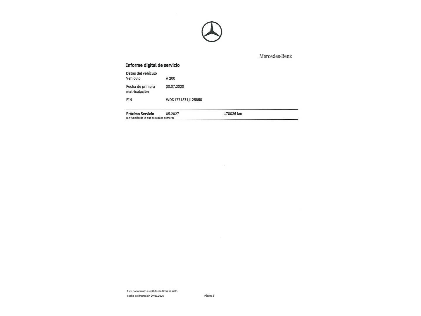 Foto del mantenimiento del Mercedes Clase A Mercedes Clase A 200 Sedán (163 CV) Pack AMG