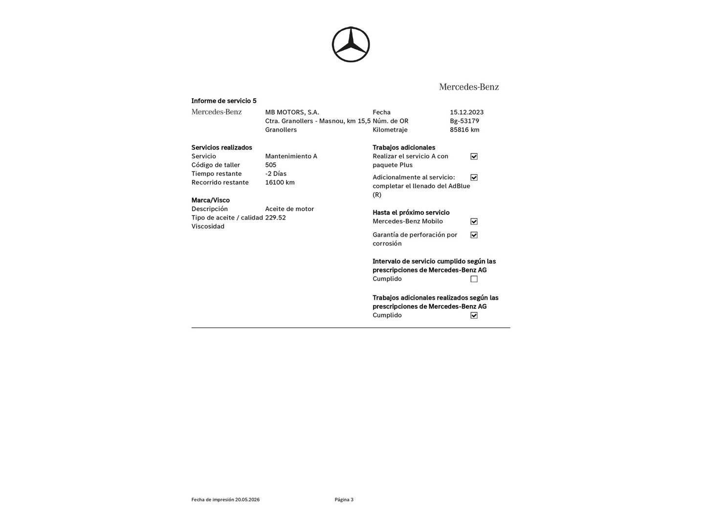 Foto del mantenimiento del Mercedes Clase C Mercedes Clase C 250 d 4MATIC AMG Line (204 CV)
