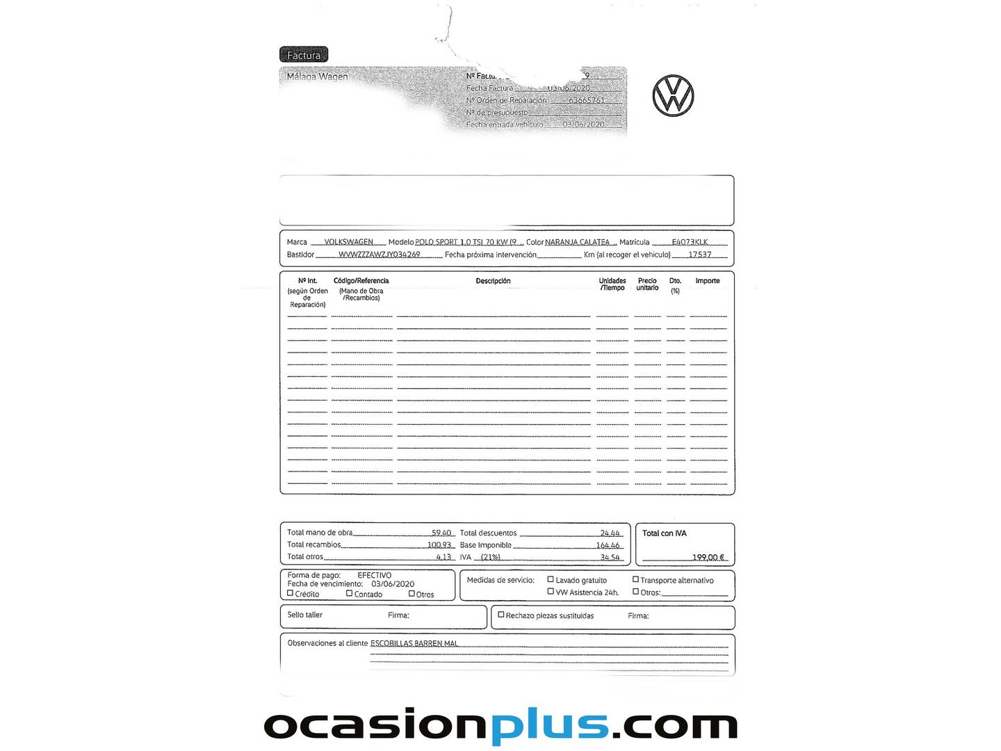 Foto del mantenimiento del Volkswagen Polo Volkswagen Polo Sport 1.0 TSI (95 CV)