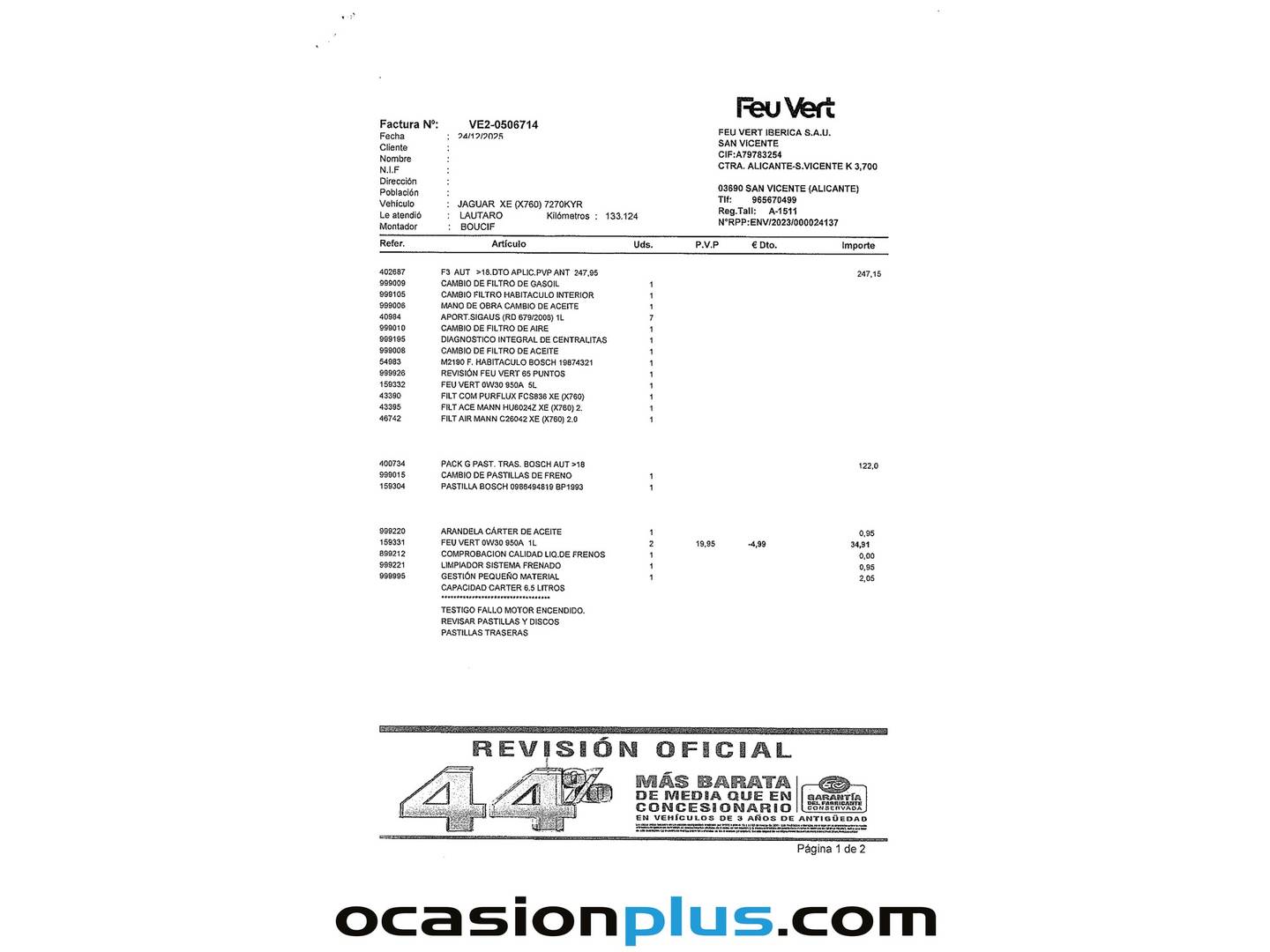 Foto del mantenimiento del Jaguar XE Jaguar XE 2.0D I4 S RWD Auto (180 CV)